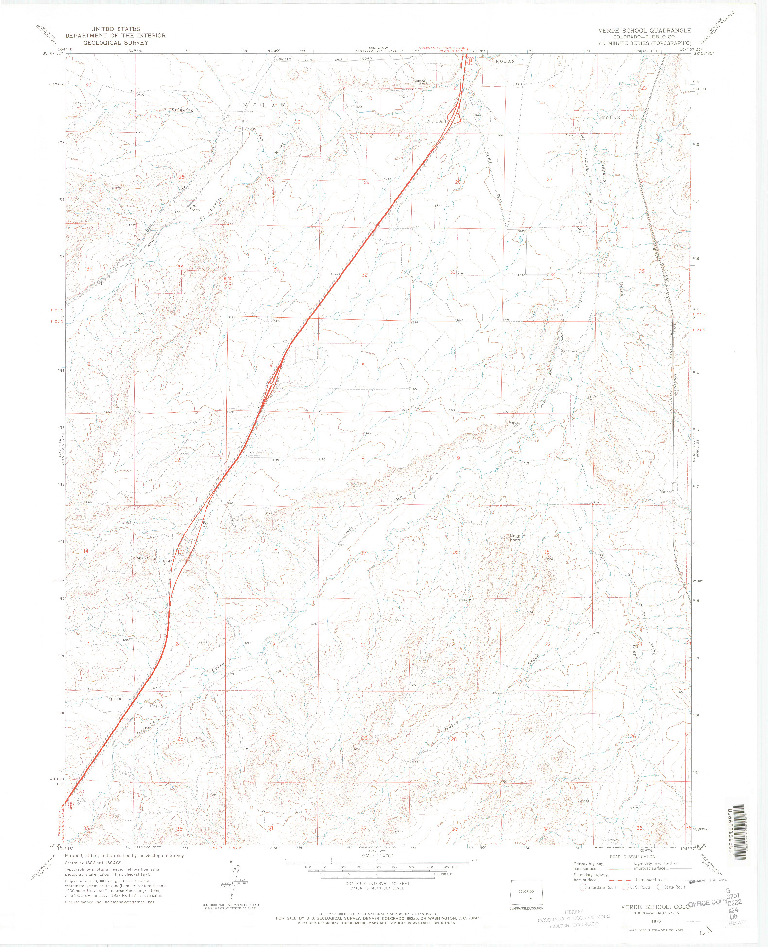 USGS 1:24000-SCALE QUADRANGLE FOR VERDE SCHOOL, CO 1970