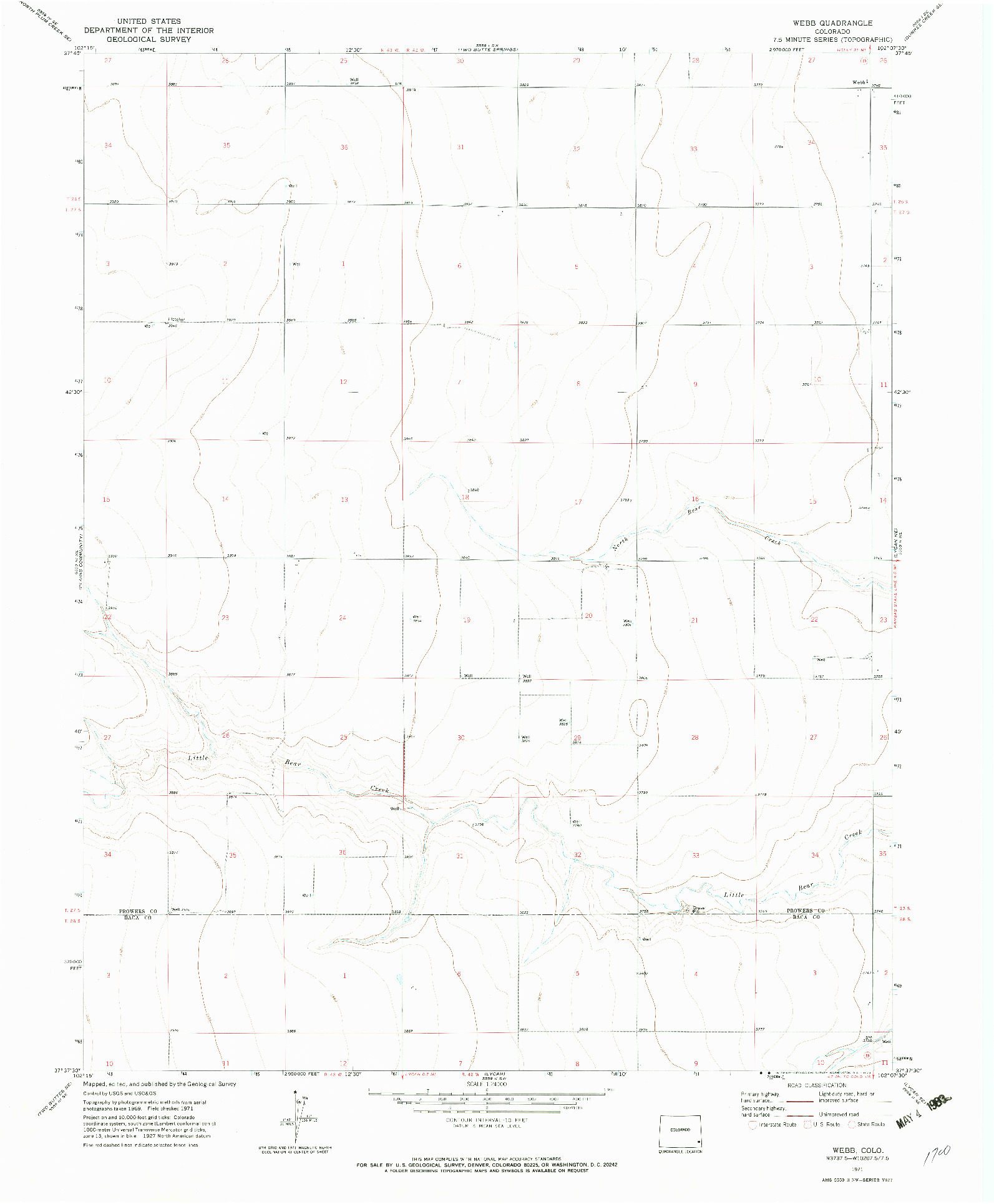 USGS 1:24000-SCALE QUADRANGLE FOR WEBB, CO 1971