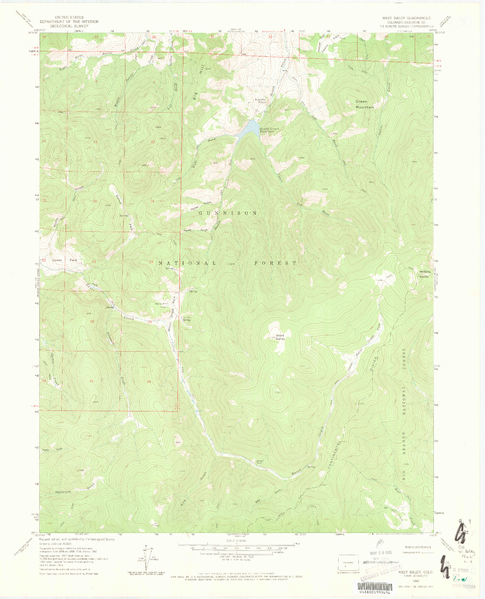 USGS 1:24000-SCALE QUADRANGLE FOR WEST BALDY, CO 1962