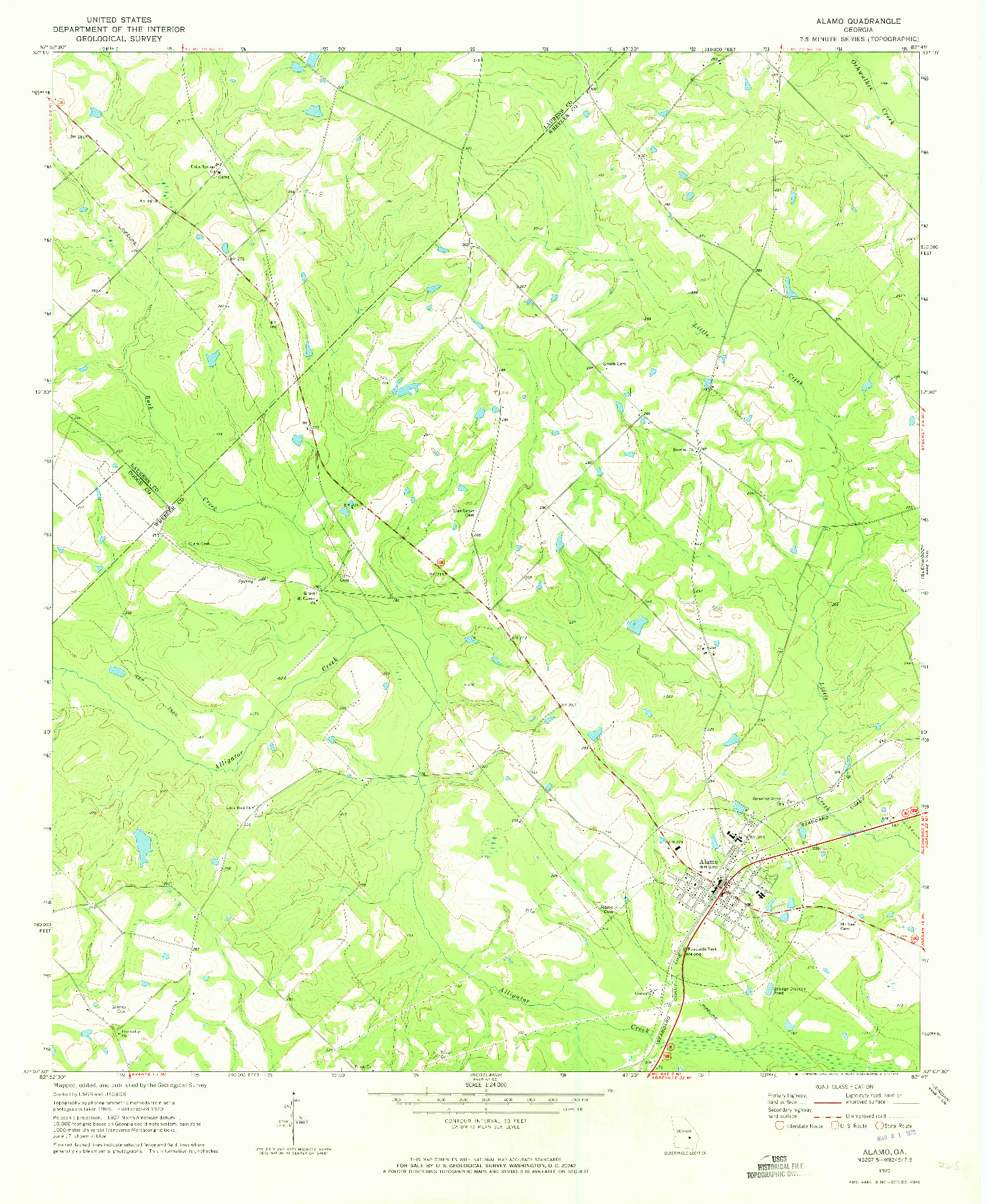 USGS 1:24000-SCALE QUADRANGLE FOR ALAMO, GA 1970