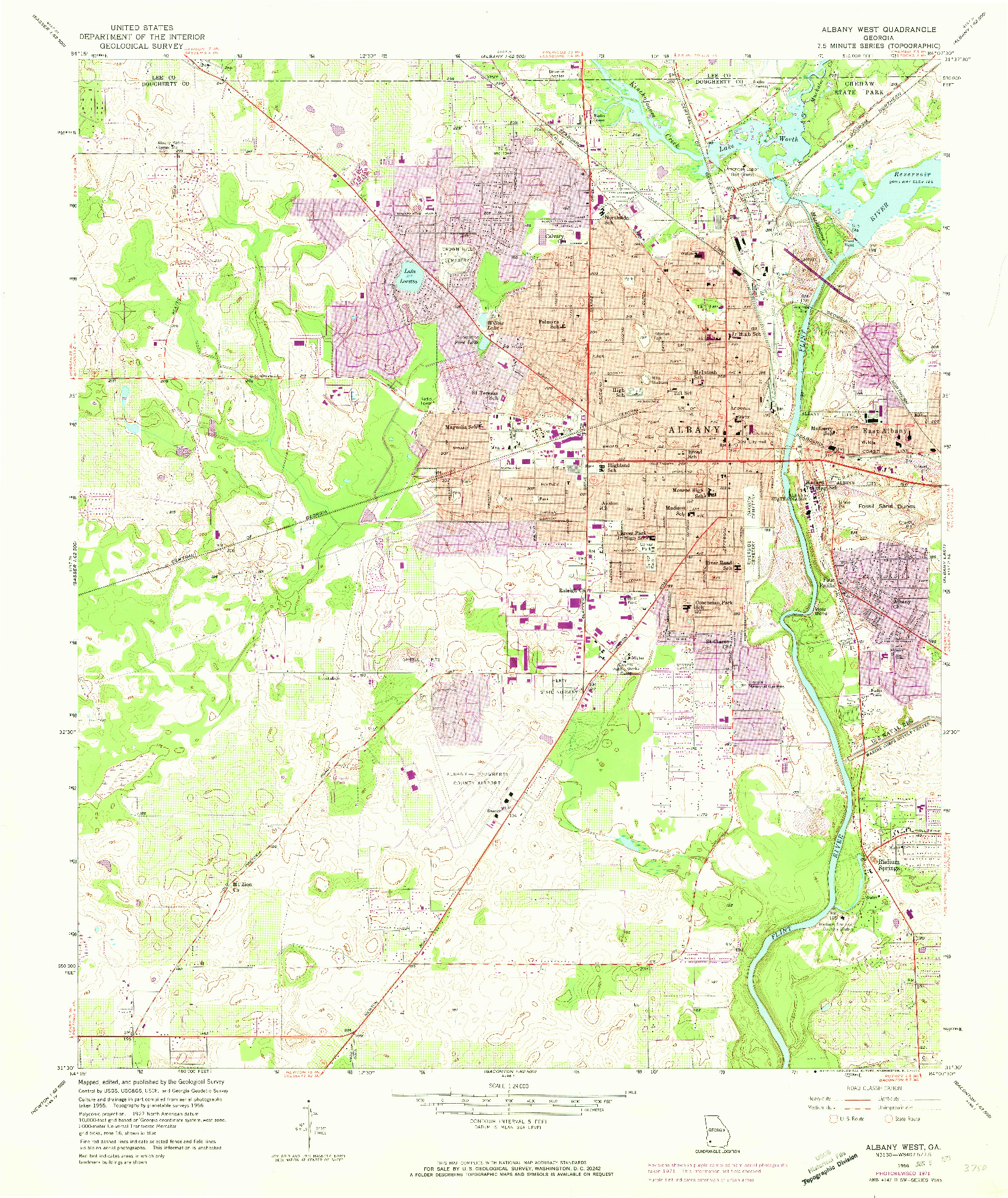 USGS 1:24000-SCALE QUADRANGLE FOR ALBANY WEST, GA 1956