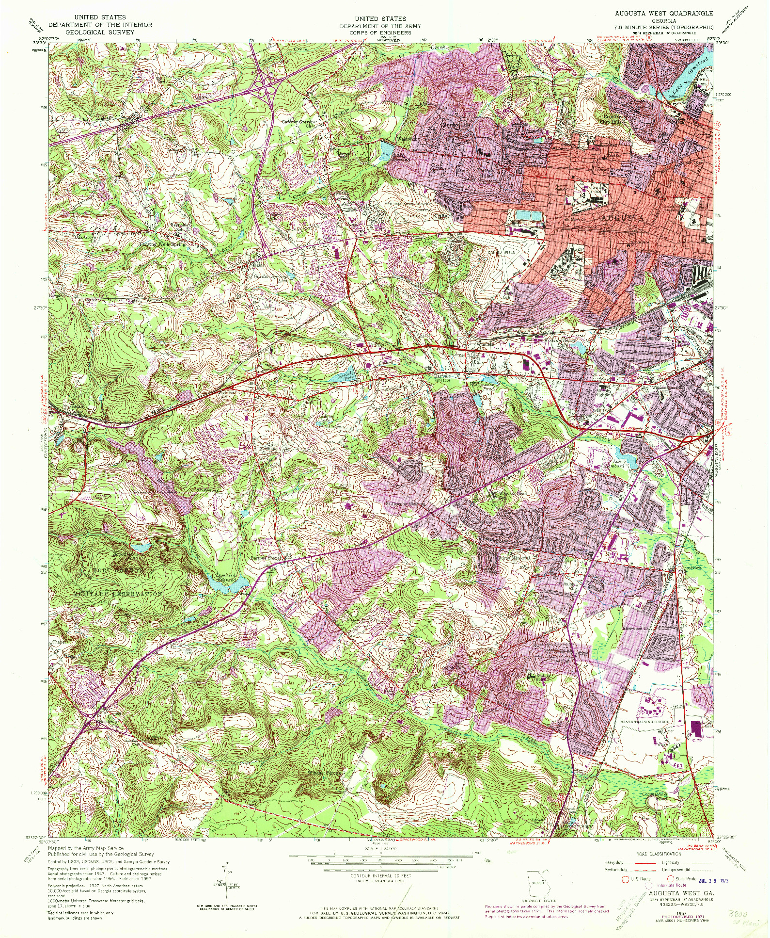 USGS 1:24000-SCALE QUADRANGLE FOR AUGUSTA WEST, GA 1957