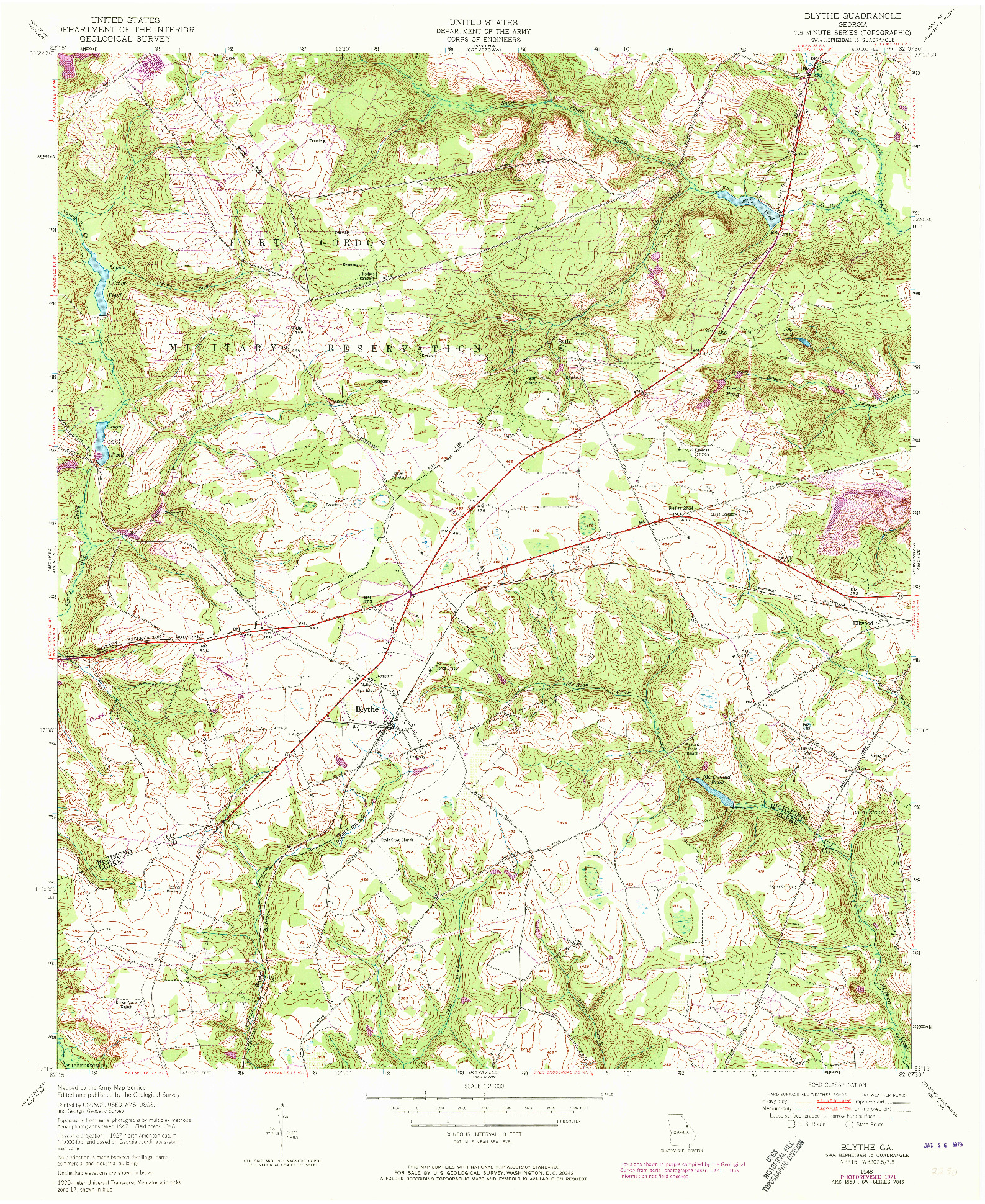 USGS 1:24000-SCALE QUADRANGLE FOR BLYTHE, GA 1948