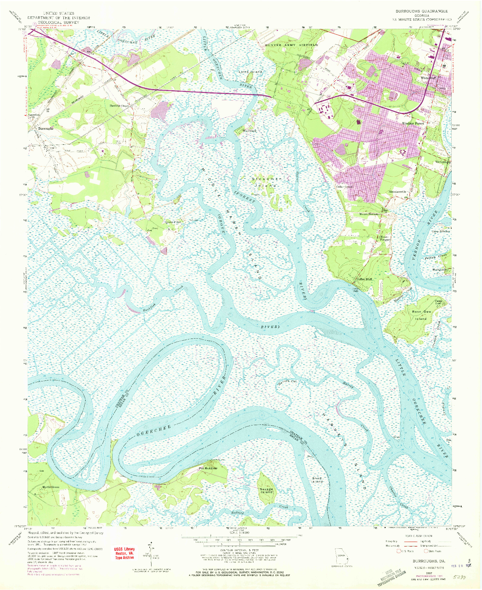 USGS 1:24000-SCALE QUADRANGLE FOR BURROUGHS, GA 1957