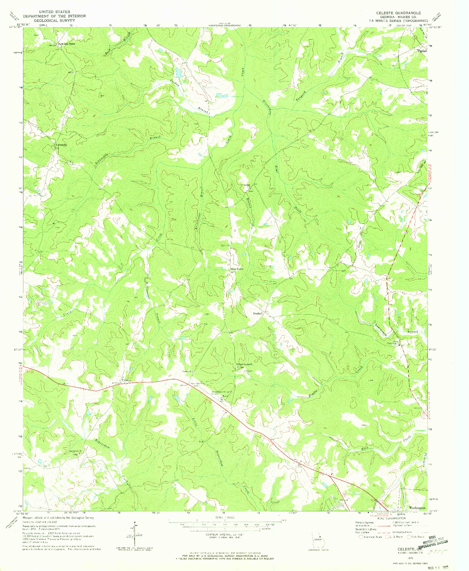 USGS 1:24000-SCALE QUADRANGLE FOR CELESTE, GA 1971