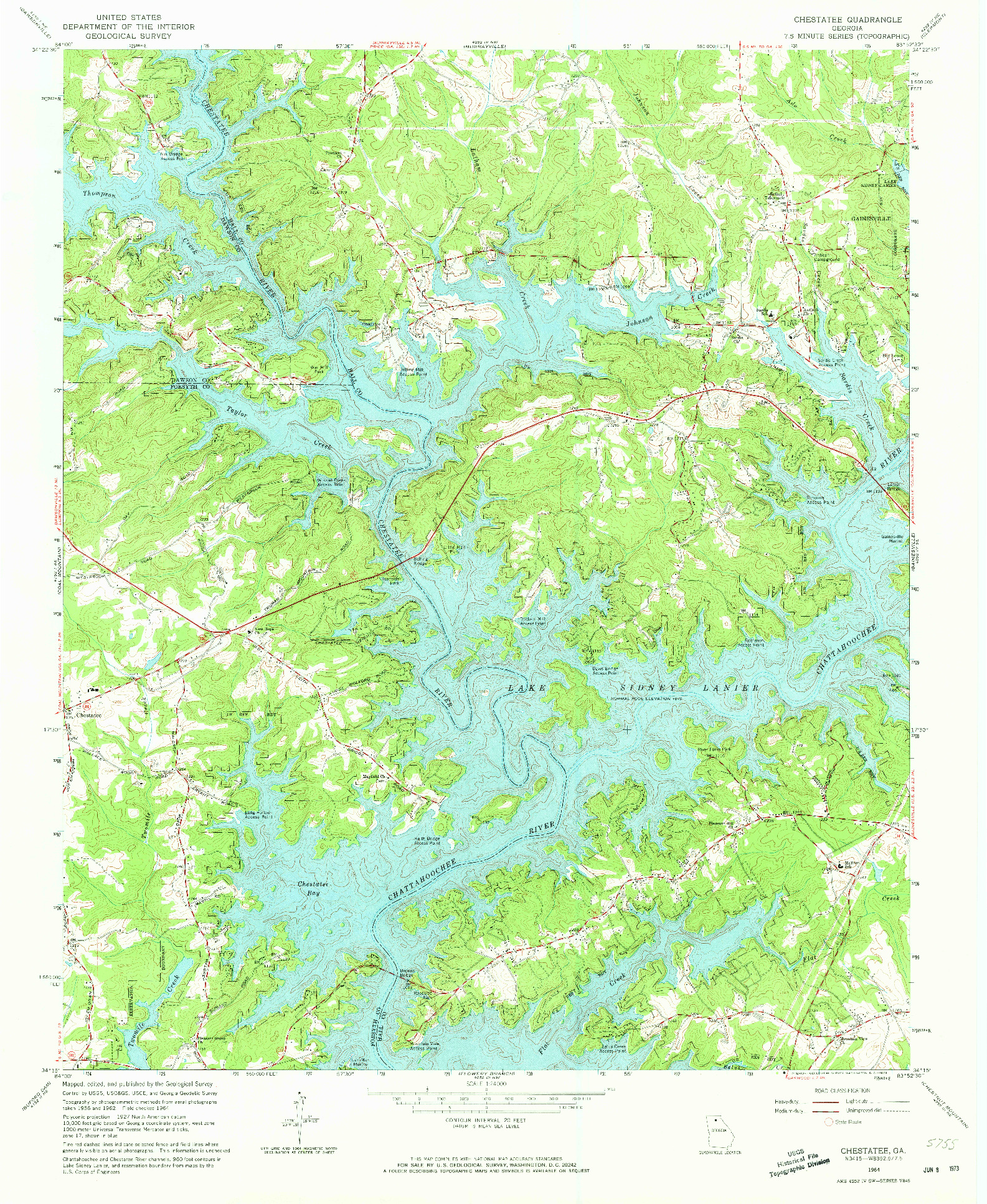 USGS 1:24000-SCALE QUADRANGLE FOR CHESTATEE, GA 1964