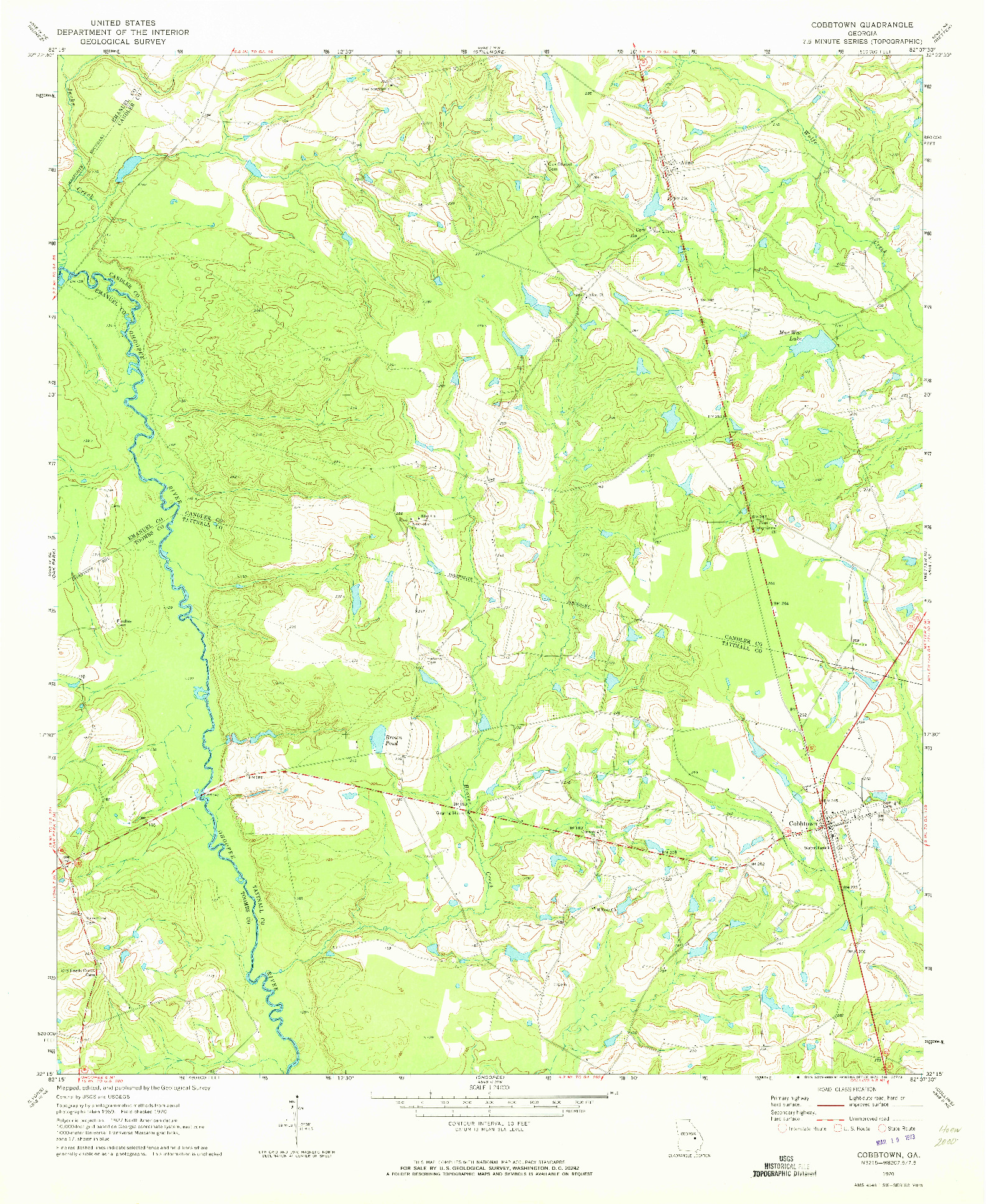 USGS 1:24000-SCALE QUADRANGLE FOR COBBTOWN, GA 1970