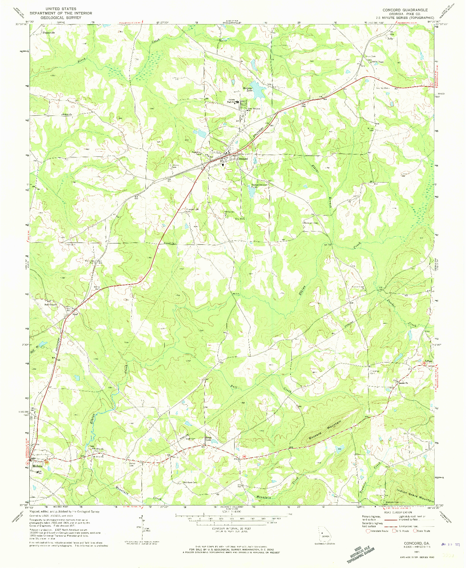 USGS 1:24000-SCALE QUADRANGLE FOR CONCORD, GA 1971