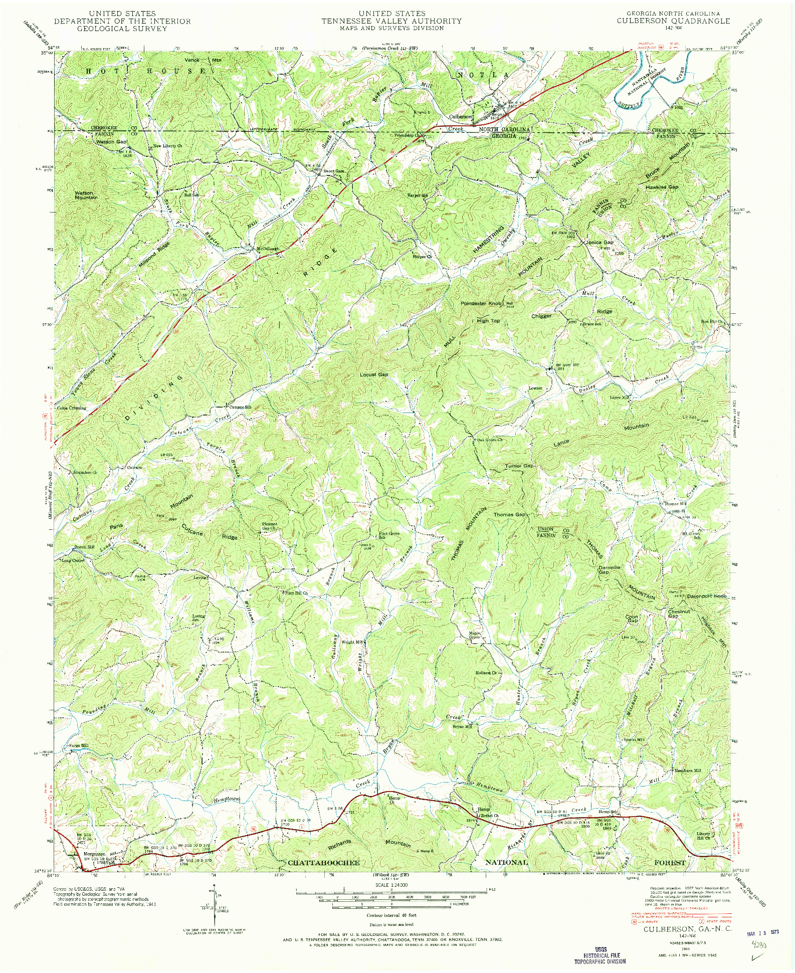 USGS 1:24000-SCALE QUADRANGLE FOR CULBERSON, GA 1941