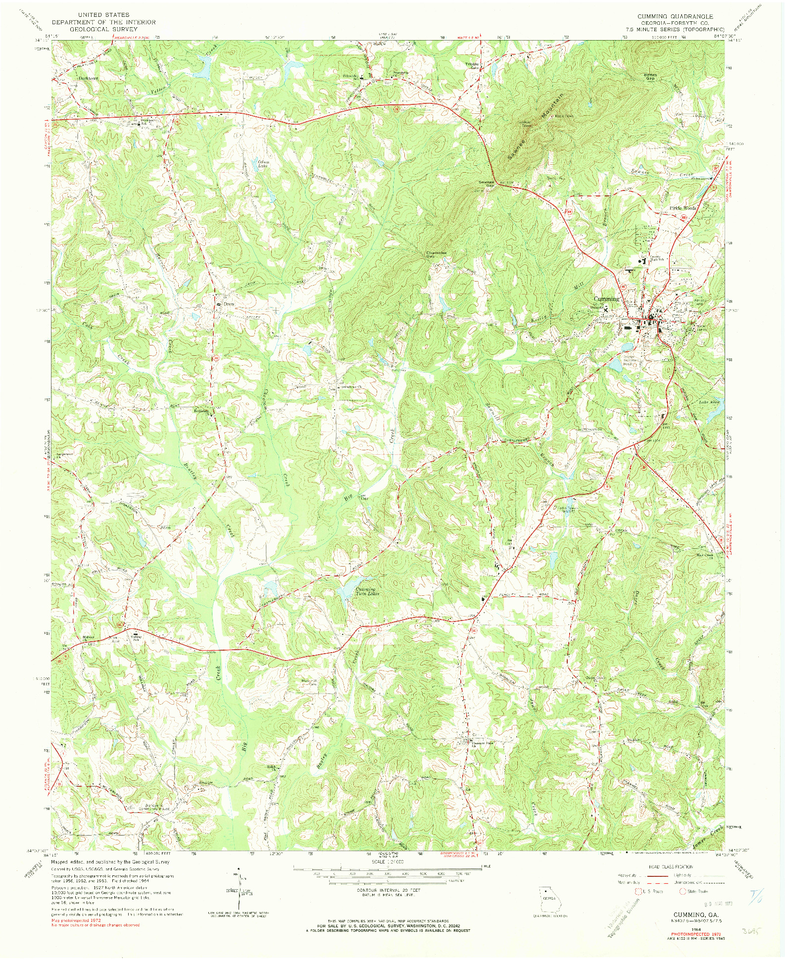 USGS 1:24000-SCALE QUADRANGLE FOR CUMMING, GA 1964