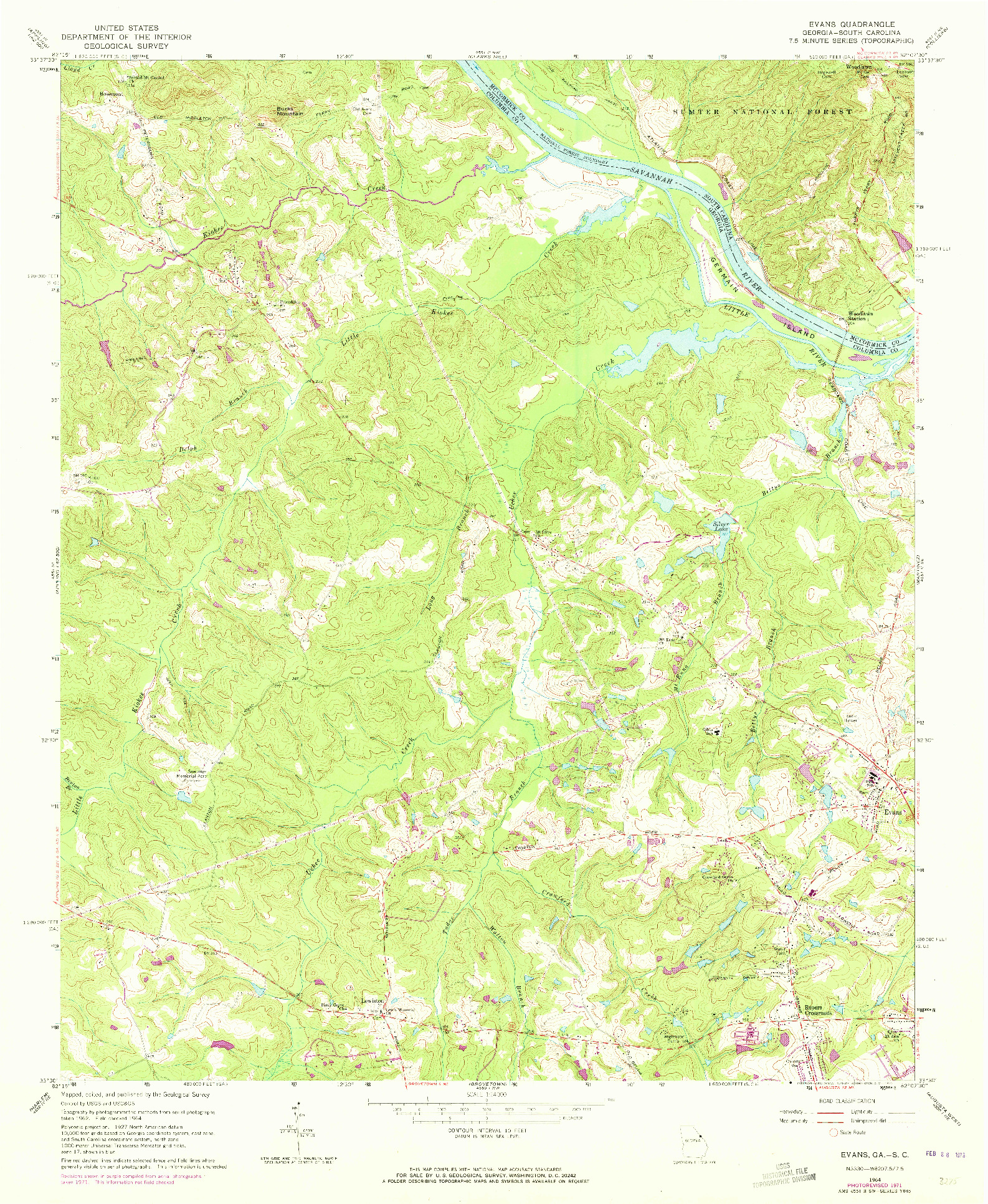 USGS 1:24000-SCALE QUADRANGLE FOR EVANS, GA 1964