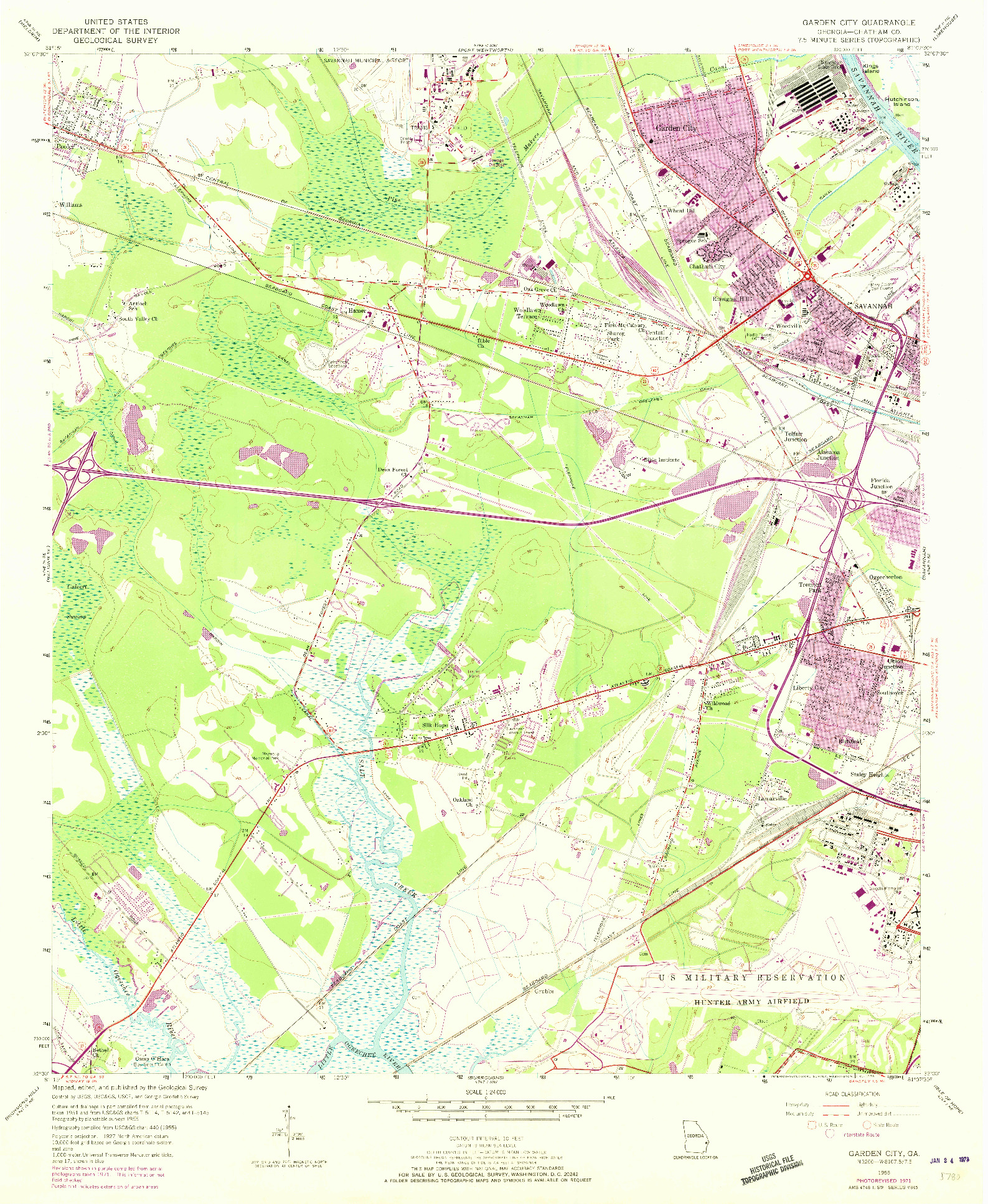 USGS 1:24000-SCALE QUADRANGLE FOR GARDEN CITY, GA 1955