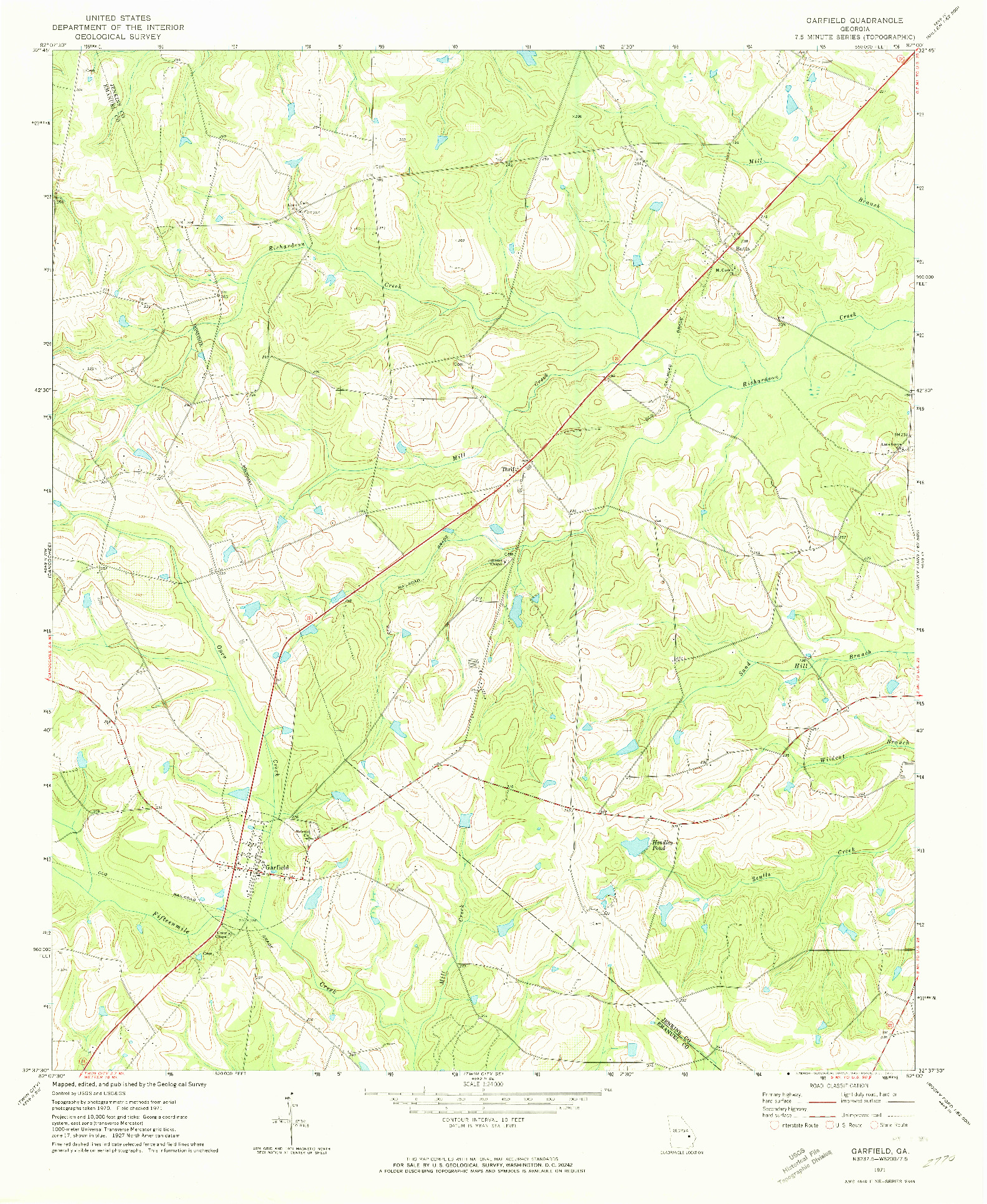 USGS 1:24000-SCALE QUADRANGLE FOR GARFIELD, GA 1971