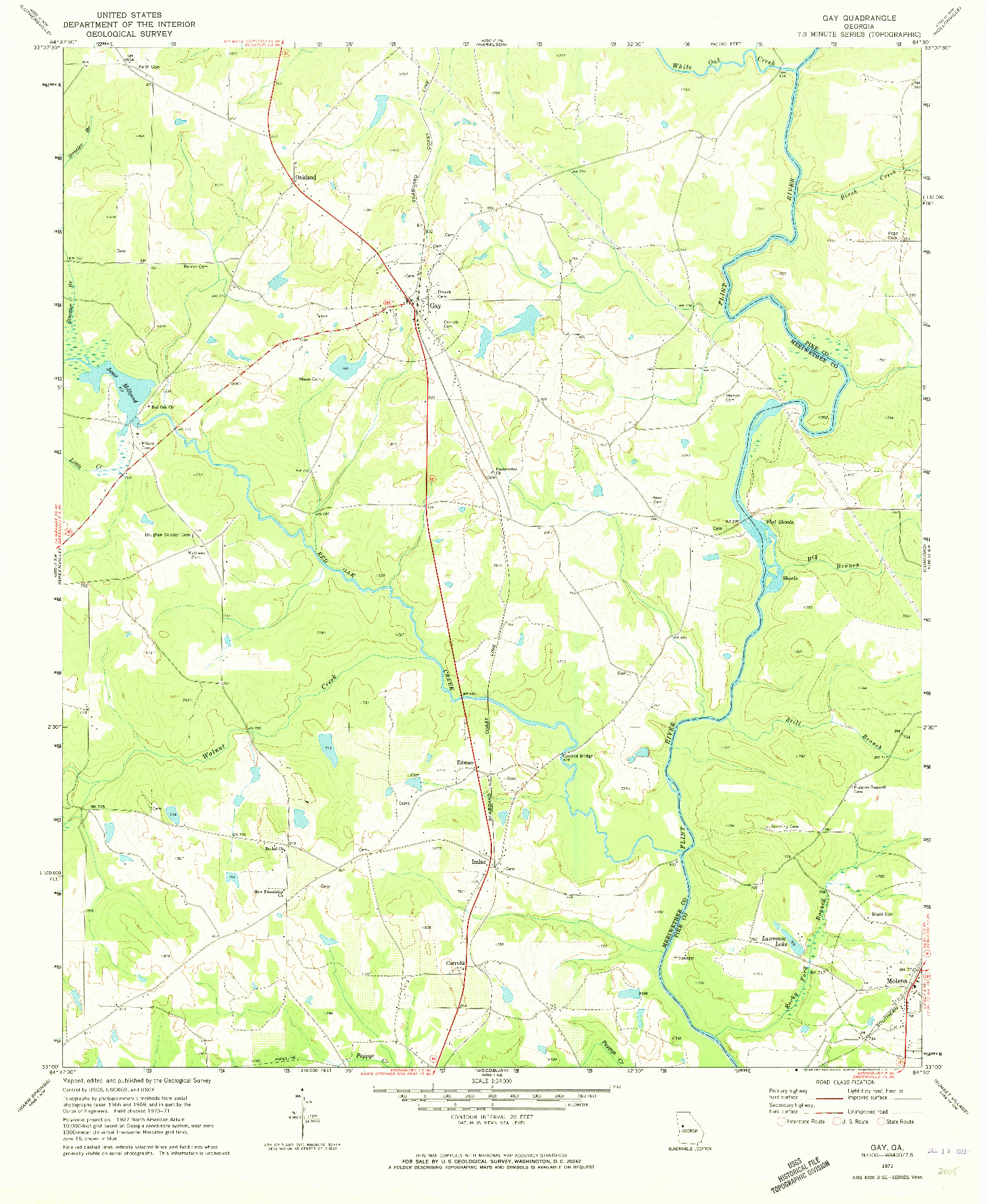 USGS 1:24000-SCALE QUADRANGLE FOR GAY, GA 1971
