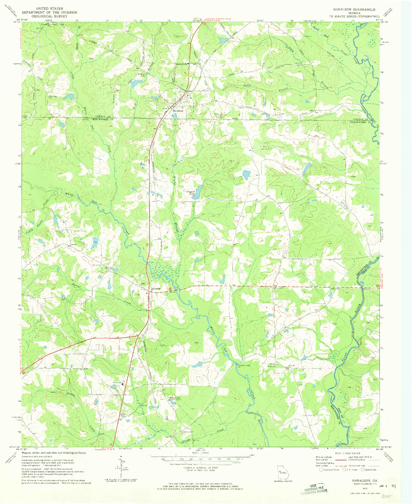 USGS 1:24000-SCALE QUADRANGLE FOR HARALSON, GA 1971
