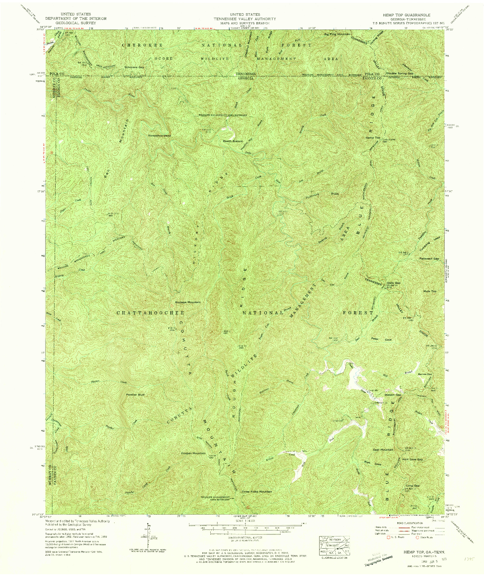 USGS 1:24000-SCALE QUADRANGLE FOR HEMP TOP, GA 1959