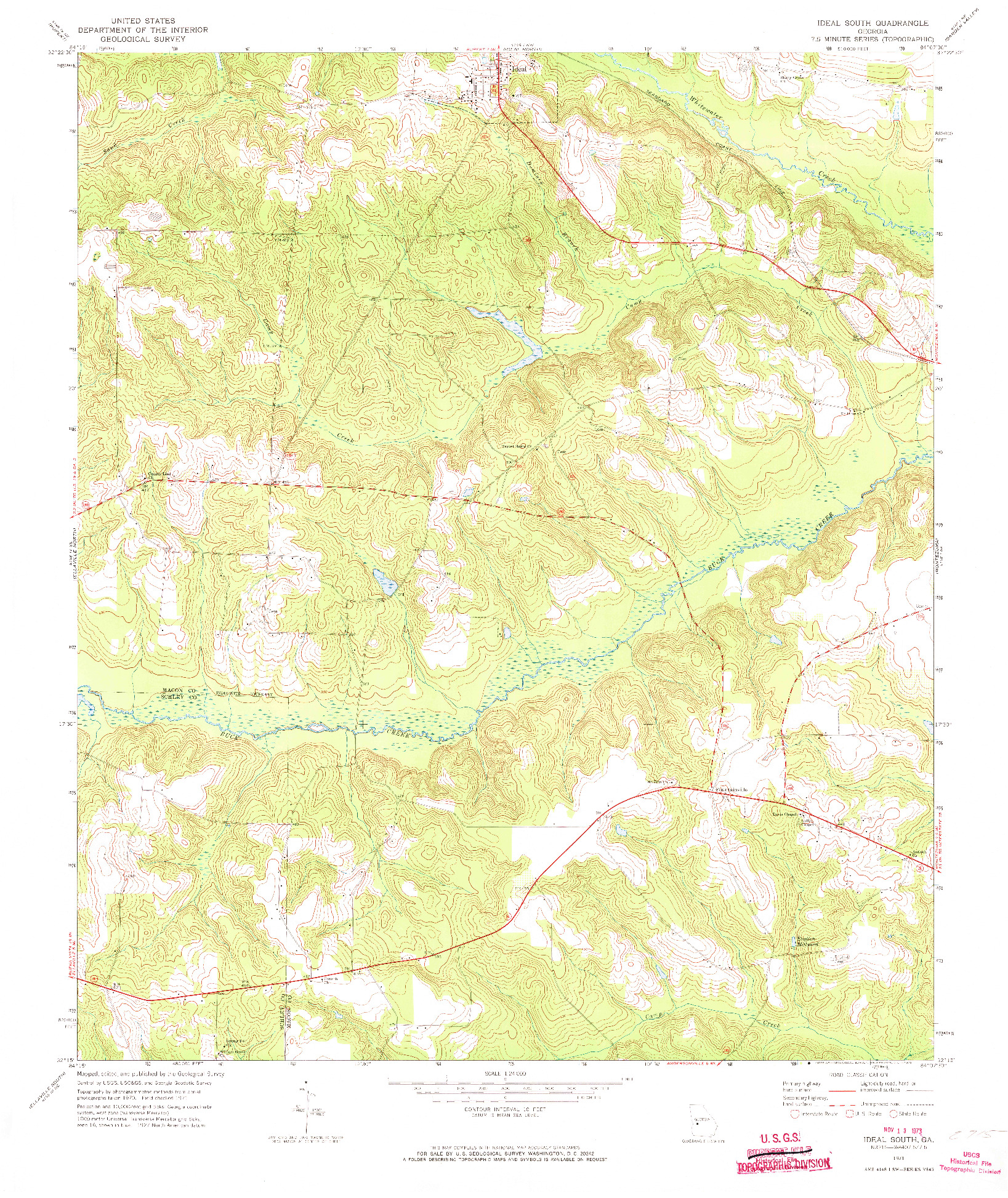 USGS 1:24000-SCALE QUADRANGLE FOR IDEAL SOUTH, GA 1971