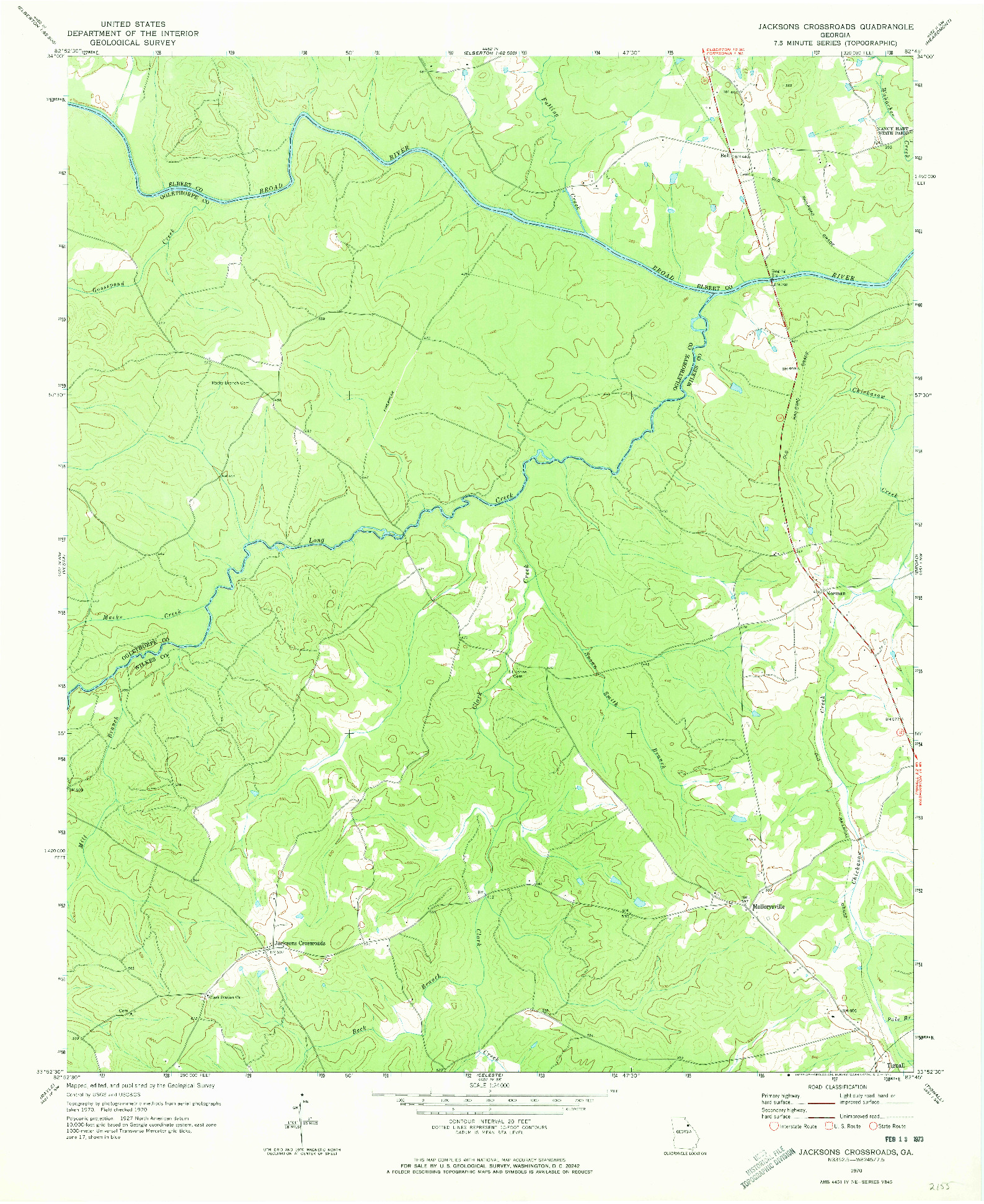 USGS 1:24000-SCALE QUADRANGLE FOR JACKSONS CROSSROADS, GA 1970