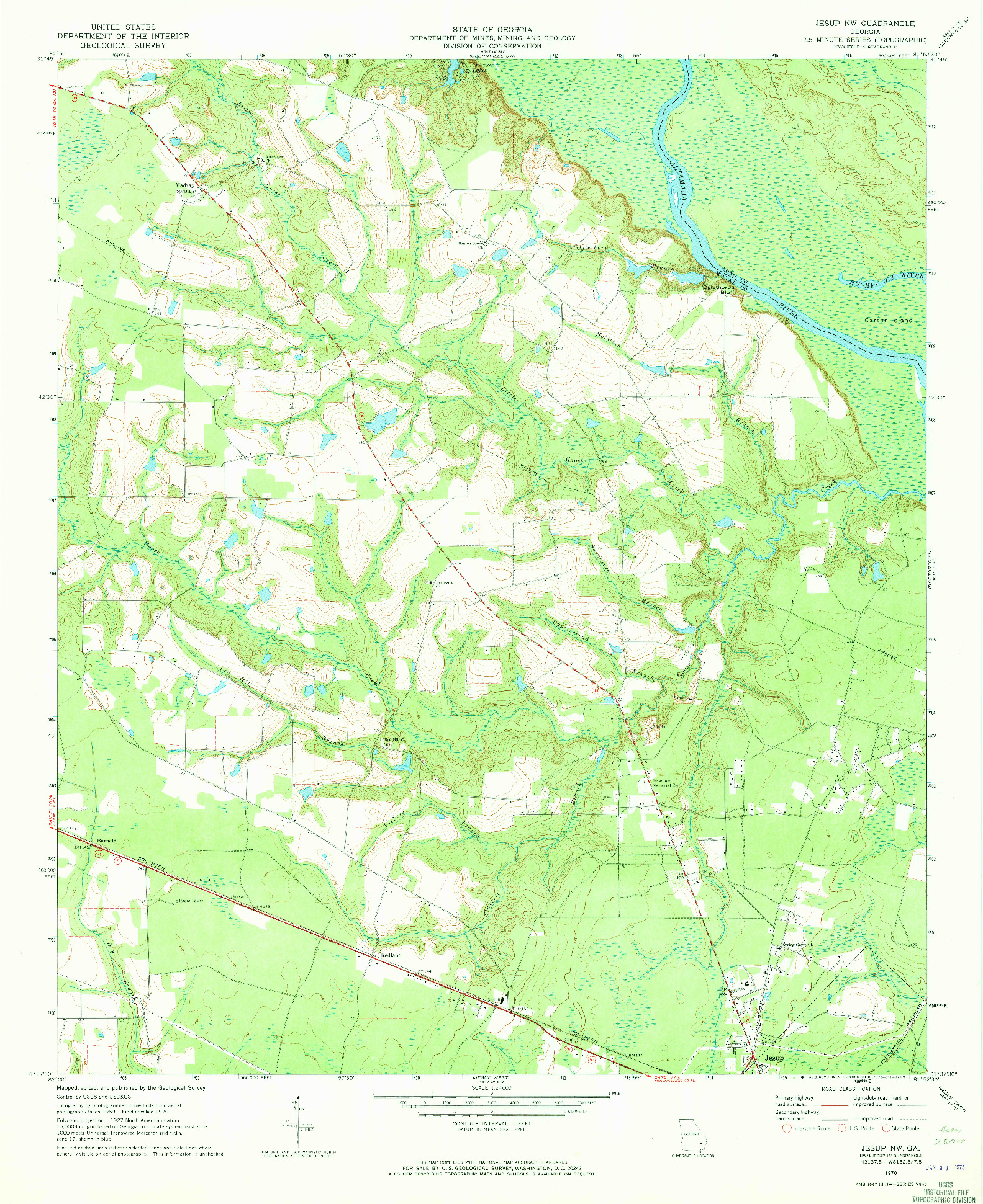 USGS 1:24000-SCALE QUADRANGLE FOR JESUP NW, GA 1970