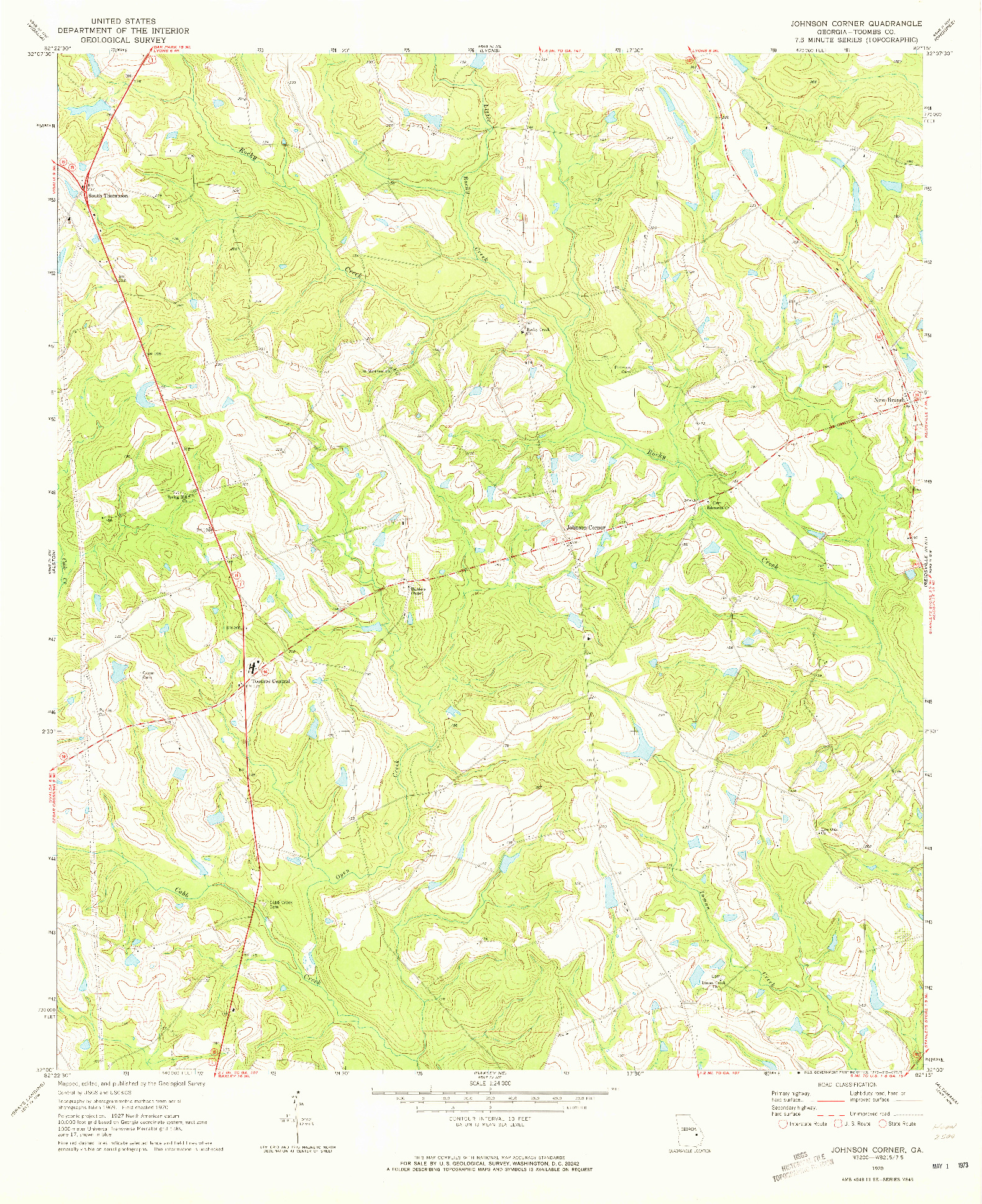 USGS 1:24000-SCALE QUADRANGLE FOR JOHNSON CORNER, GA 1970