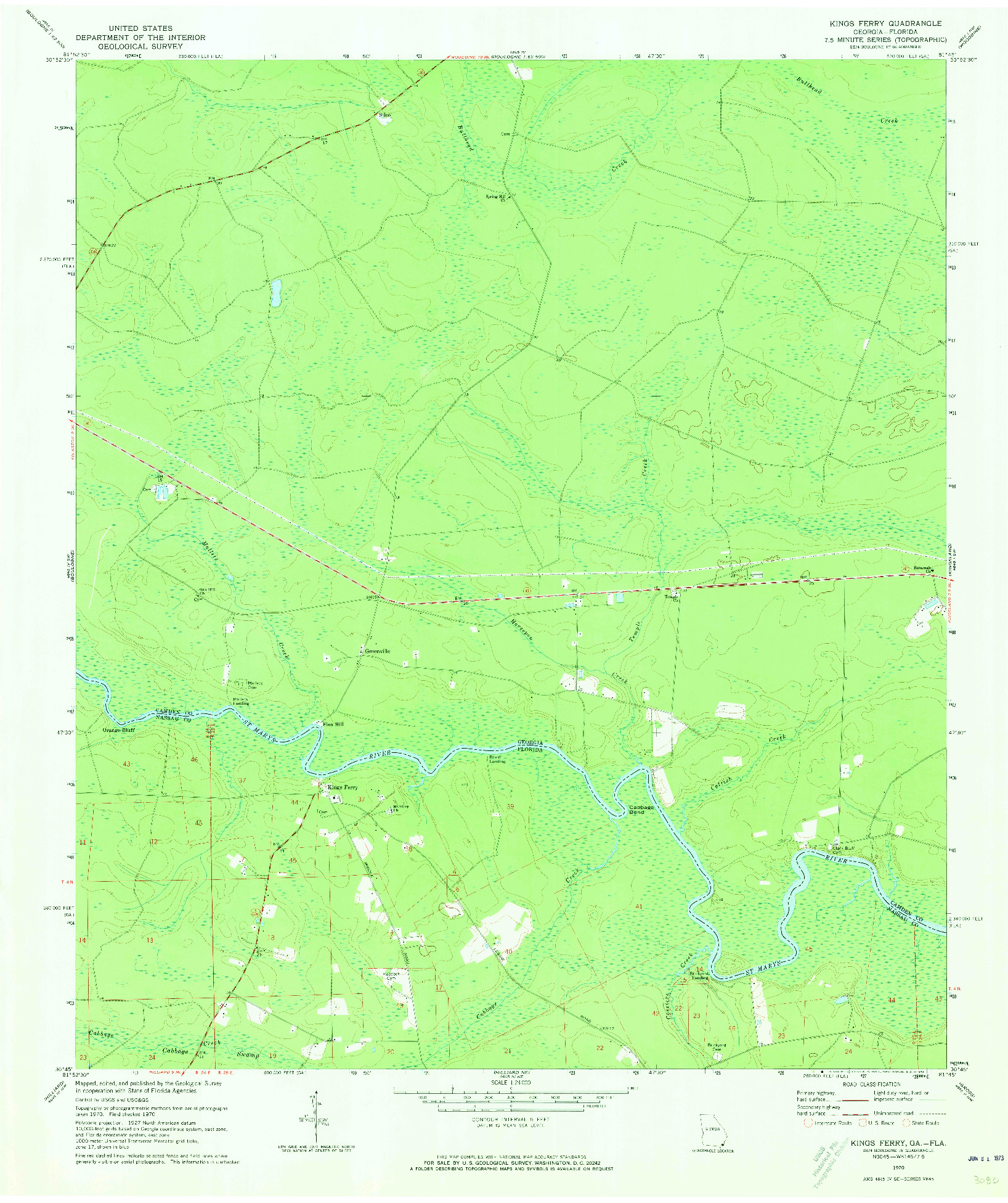 USGS 1:24000-SCALE QUADRANGLE FOR KINGS FERRY, GA 1970