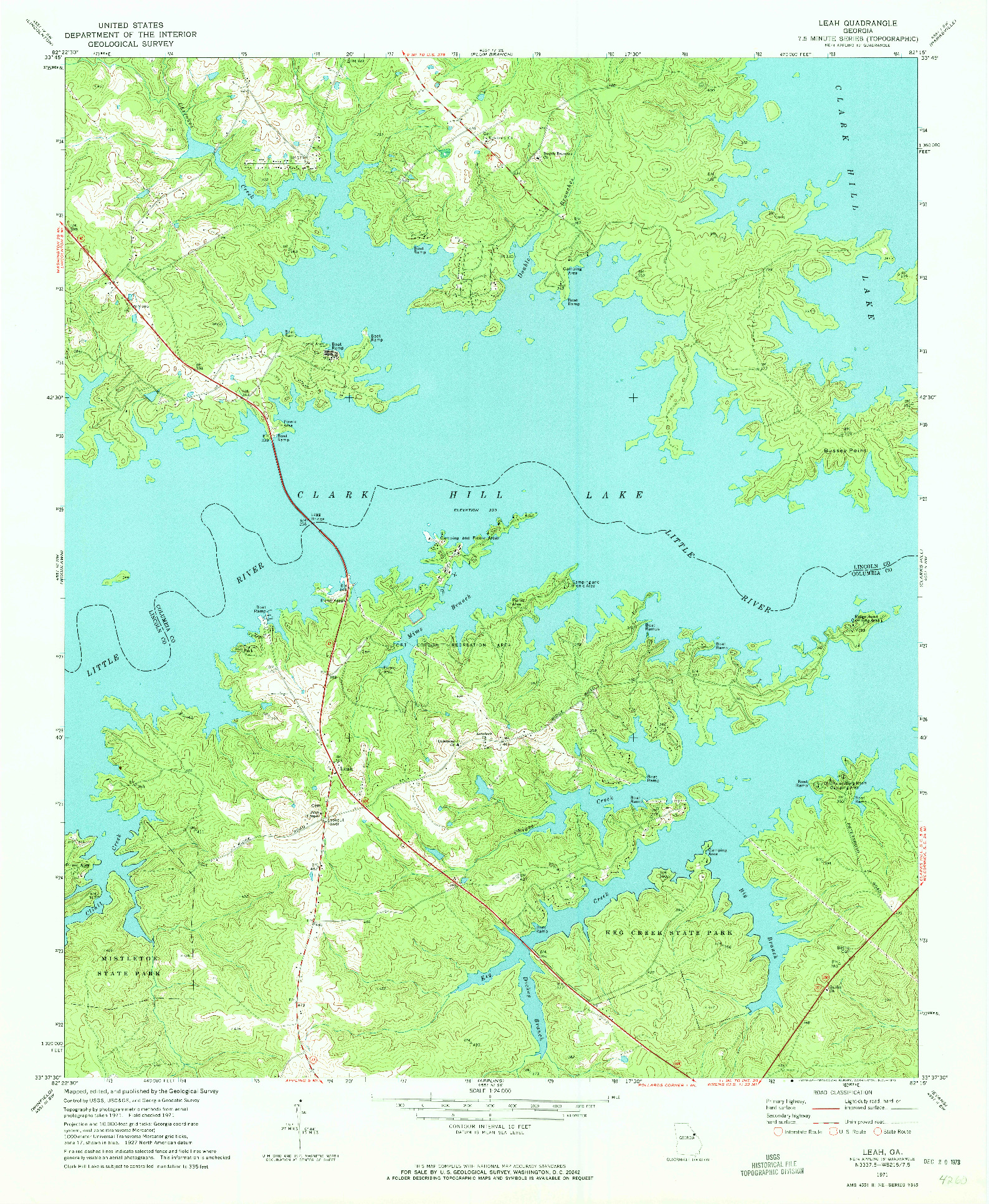 USGS 1:24000-SCALE QUADRANGLE FOR LEAH, GA 1971