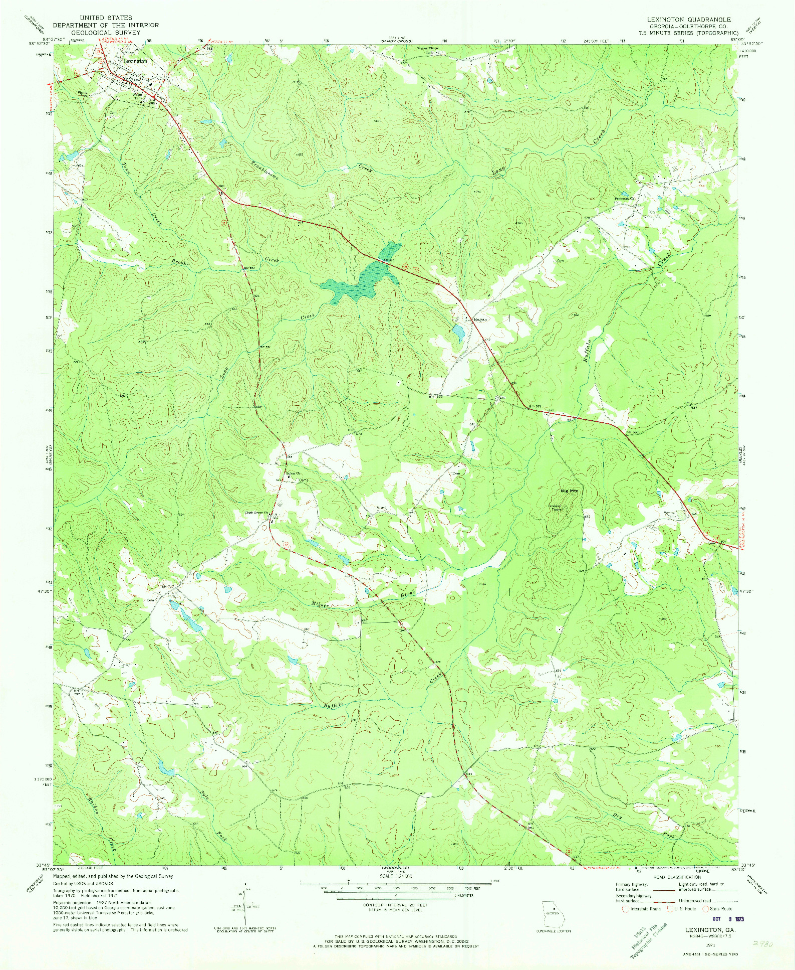 USGS 1:24000-SCALE QUADRANGLE FOR LEXINGTON, GA 1971