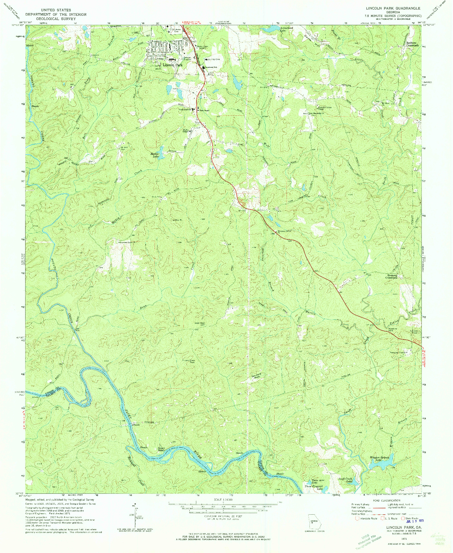 USGS 1:24000-SCALE QUADRANGLE FOR LINCOLN PARK, GA 1971