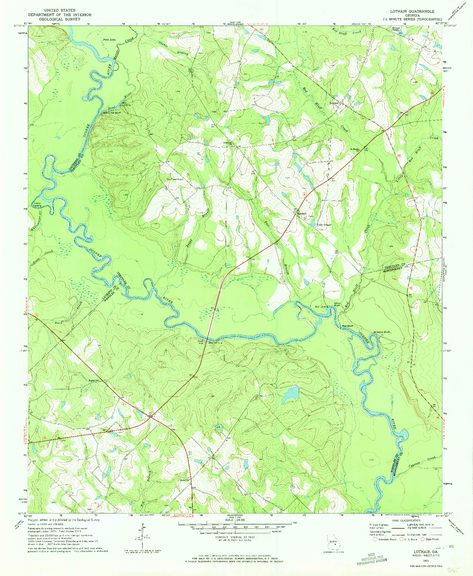 USGS 1:24000-SCALE QUADRANGLE FOR LOTHAIR, GA 1971