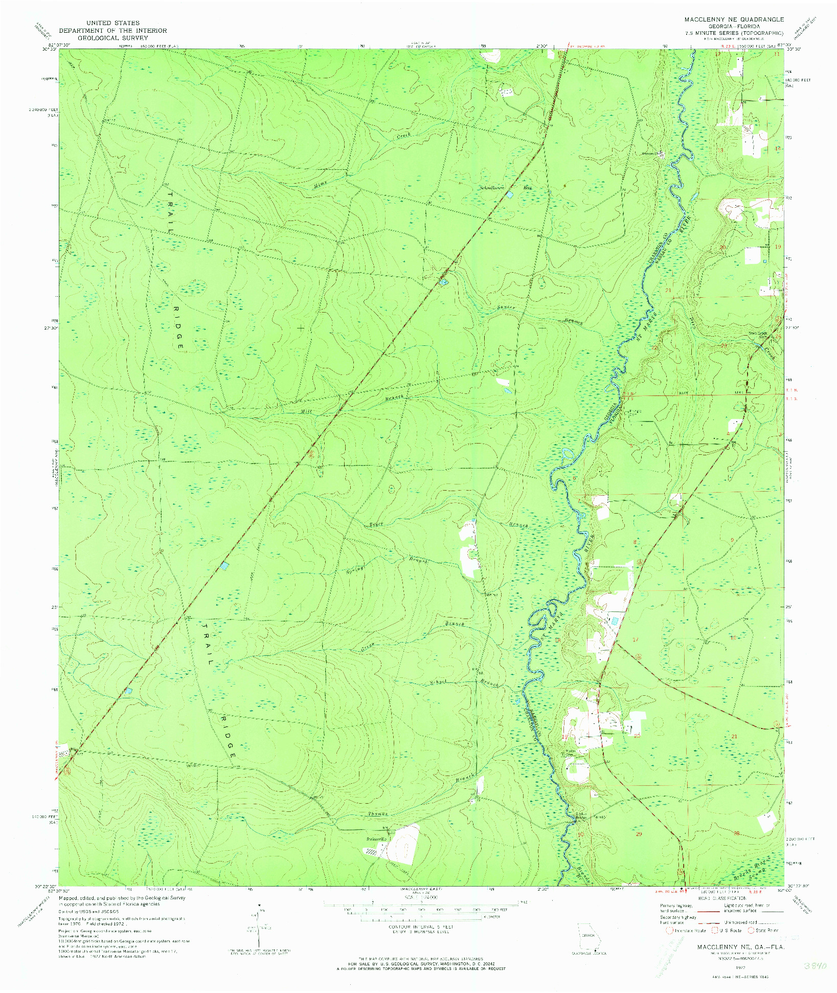 USGS 1:24000-SCALE QUADRANGLE FOR MACCLENNY NE, GA 1972