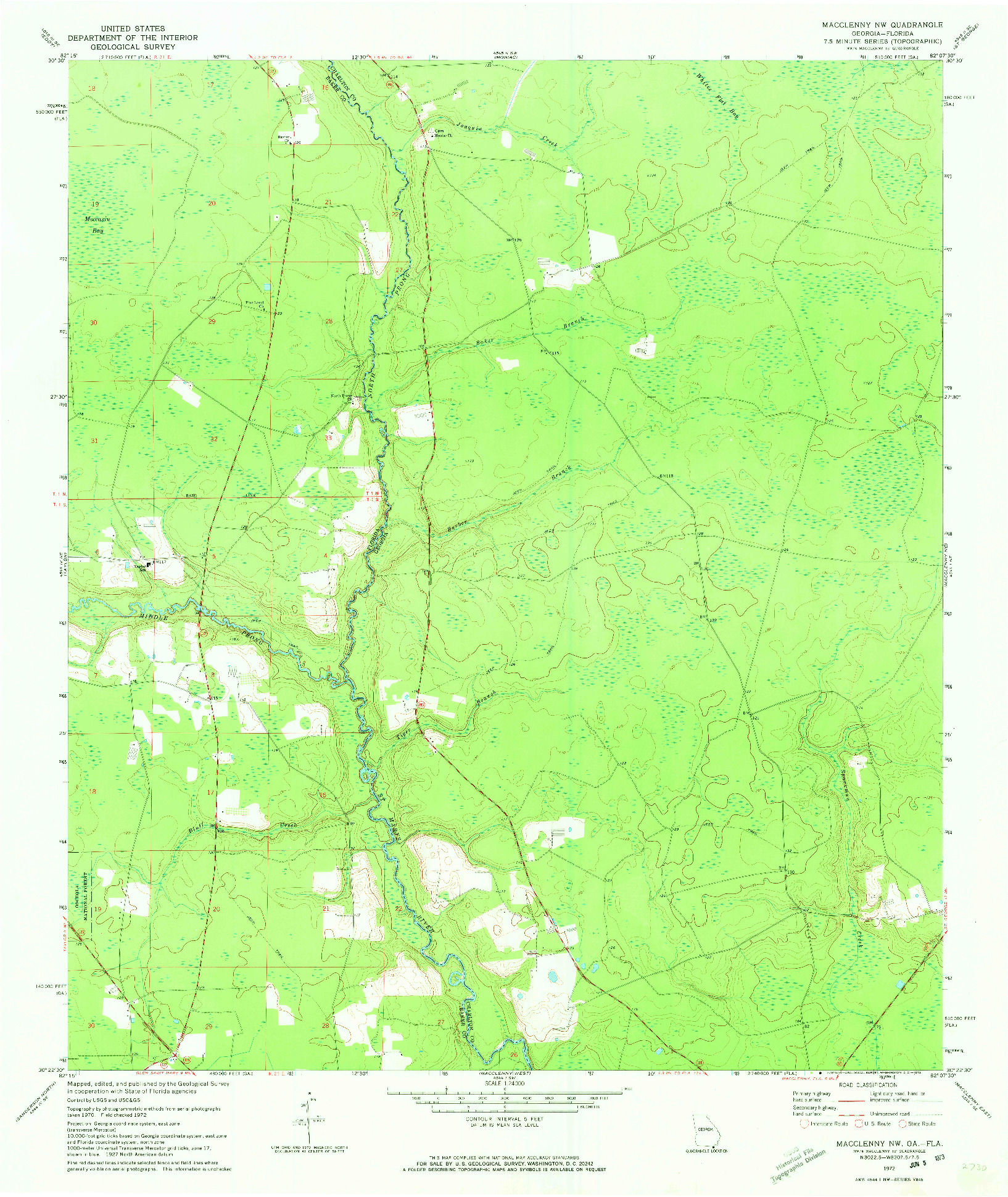 USGS 1:24000-SCALE QUADRANGLE FOR MACCLENNY NW, GA 1972