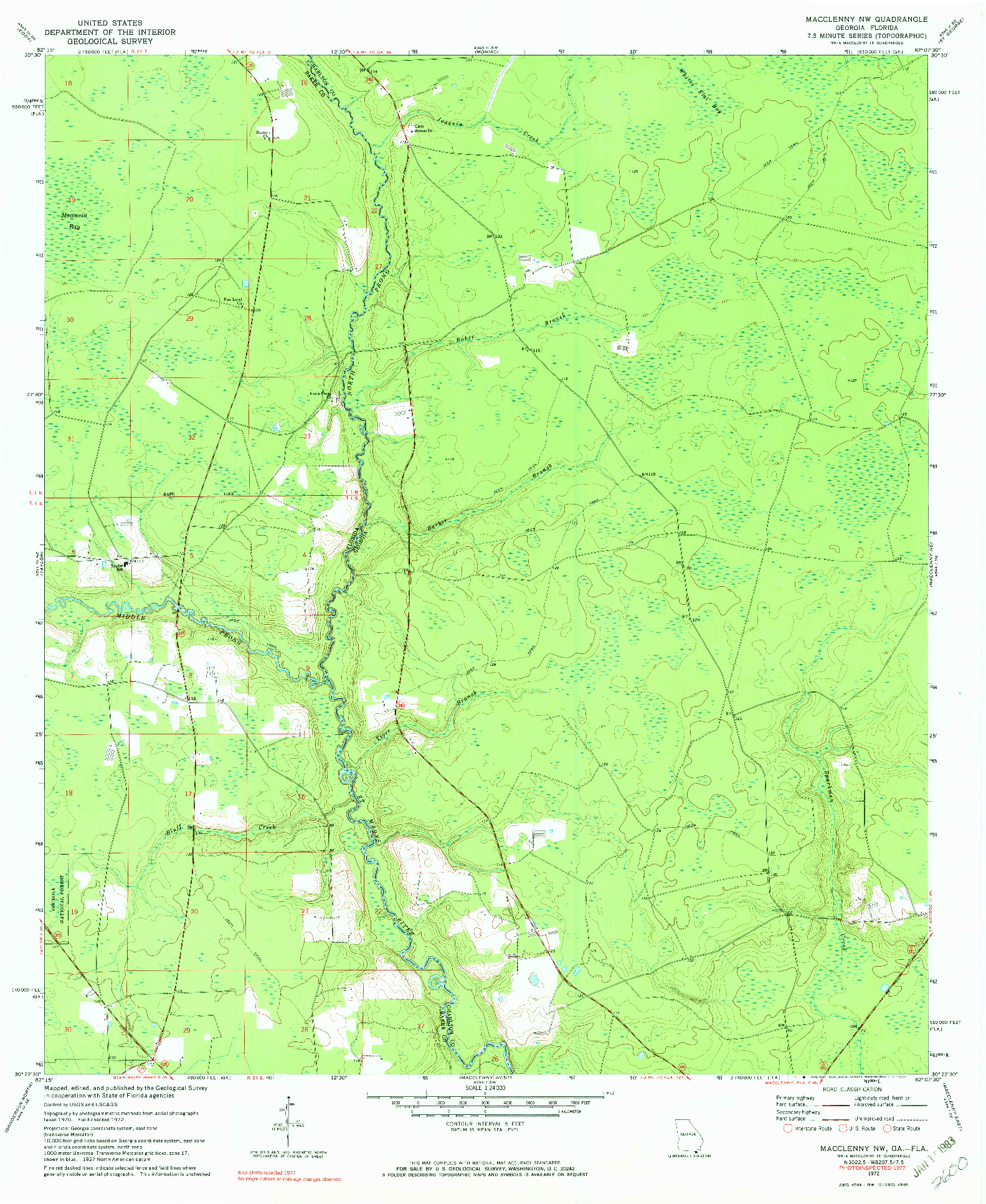 USGS 1:24000-SCALE QUADRANGLE FOR MACCLENNY NW, GA 1972