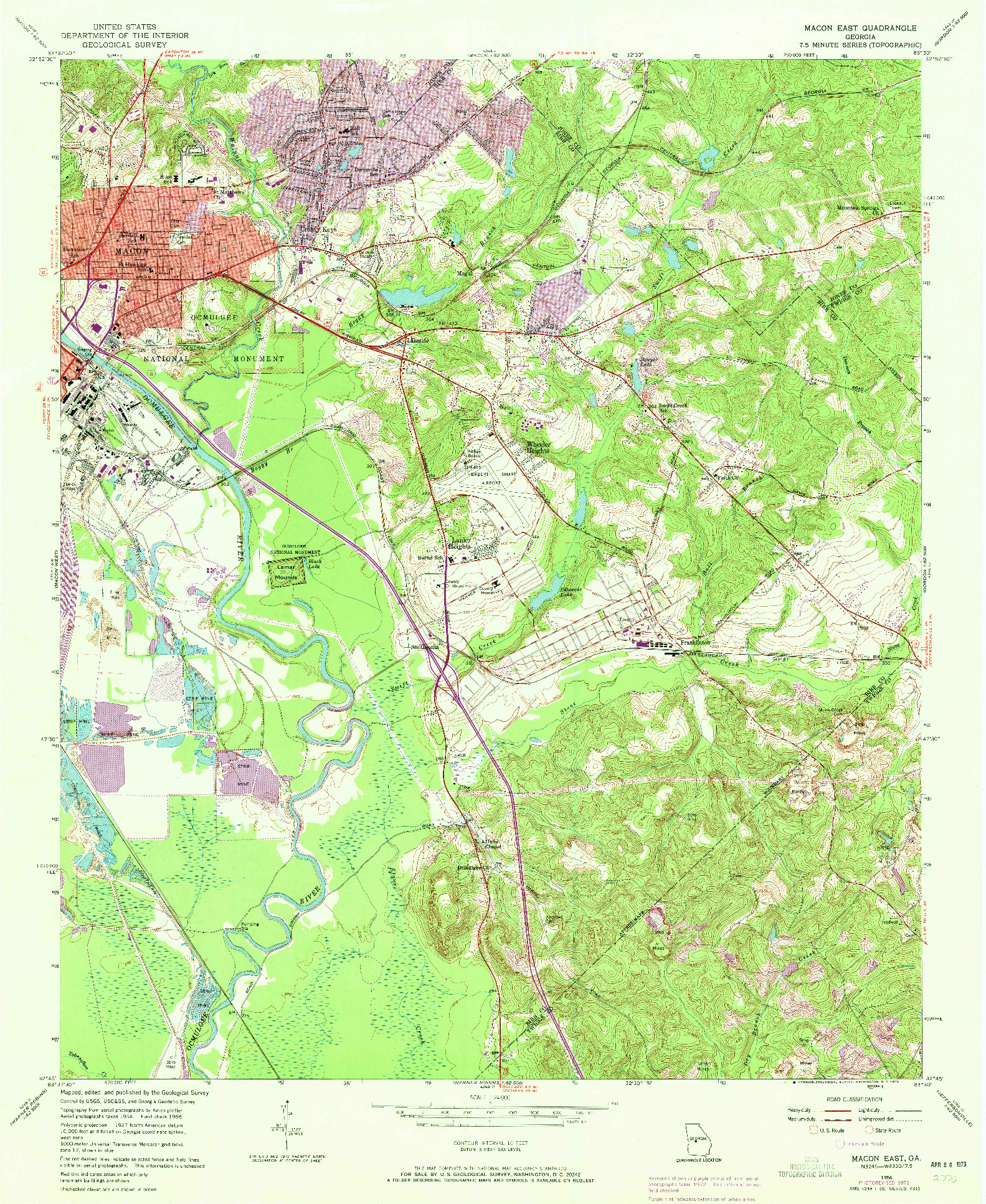 USGS 1:24000-SCALE QUADRANGLE FOR MACON EAST, GA 1956