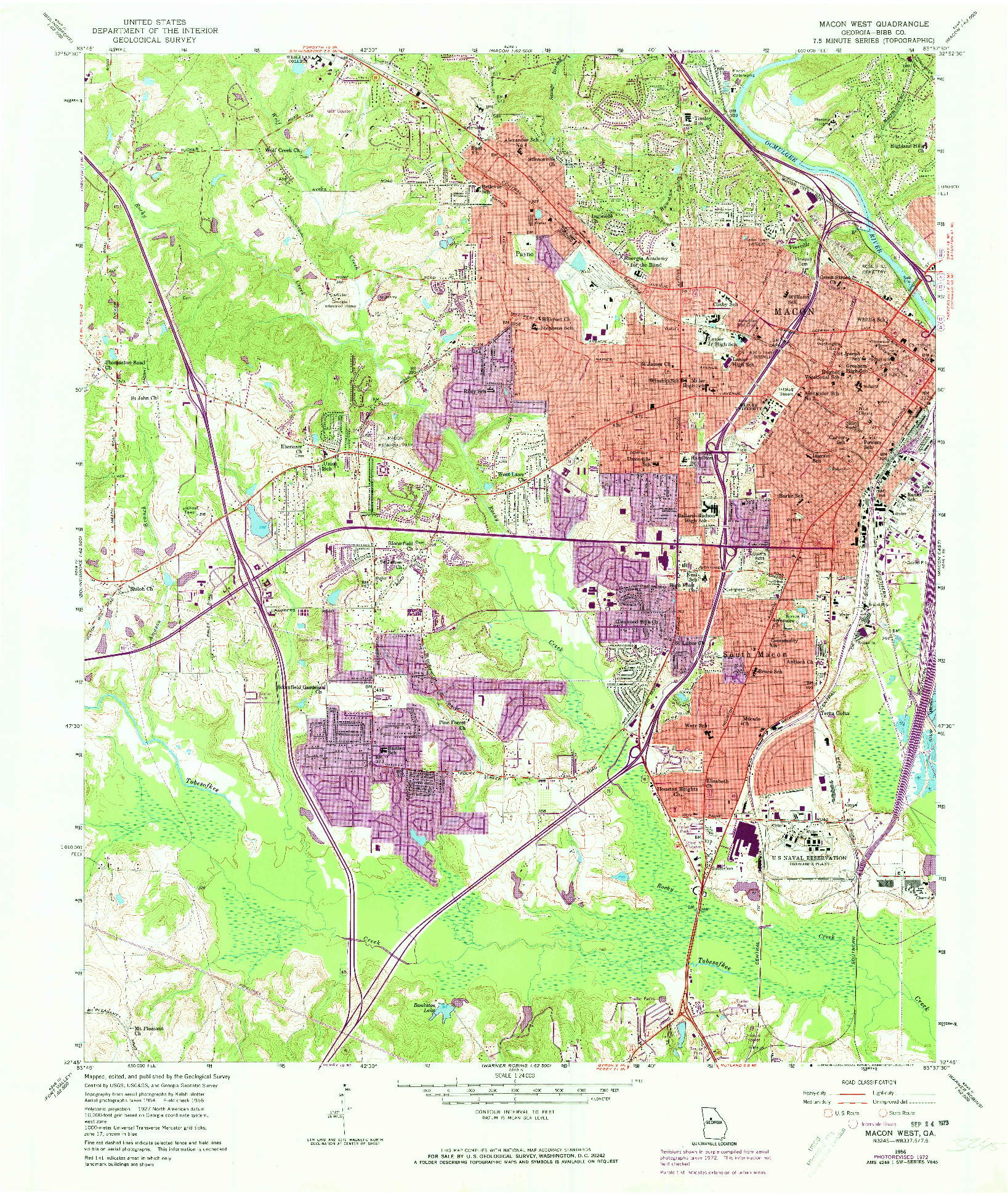 USGS 1:24000-SCALE QUADRANGLE FOR MACON WEST, GA 1956