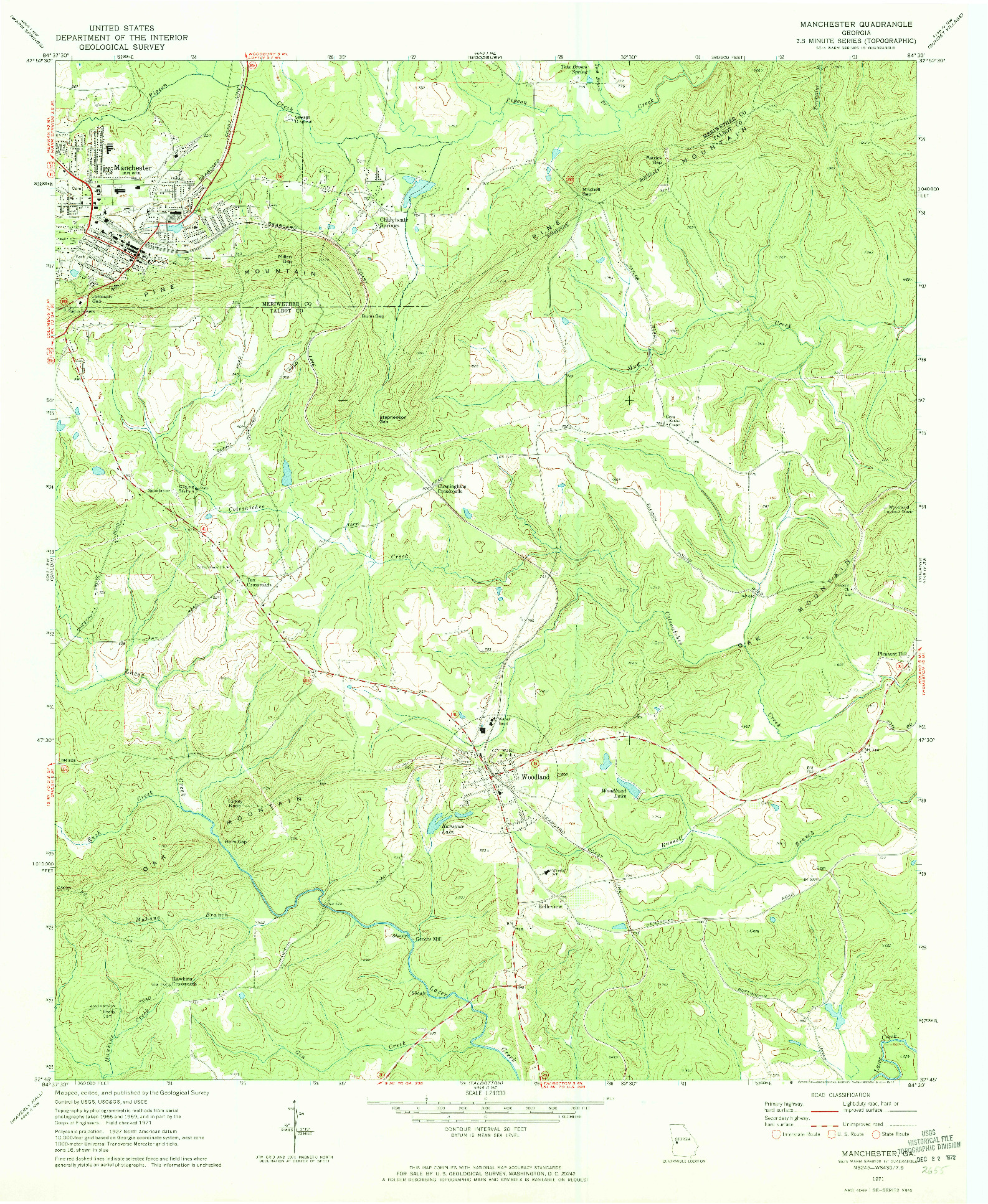 USGS 1:24000-SCALE QUADRANGLE FOR MANCHESTER, GA 1971
