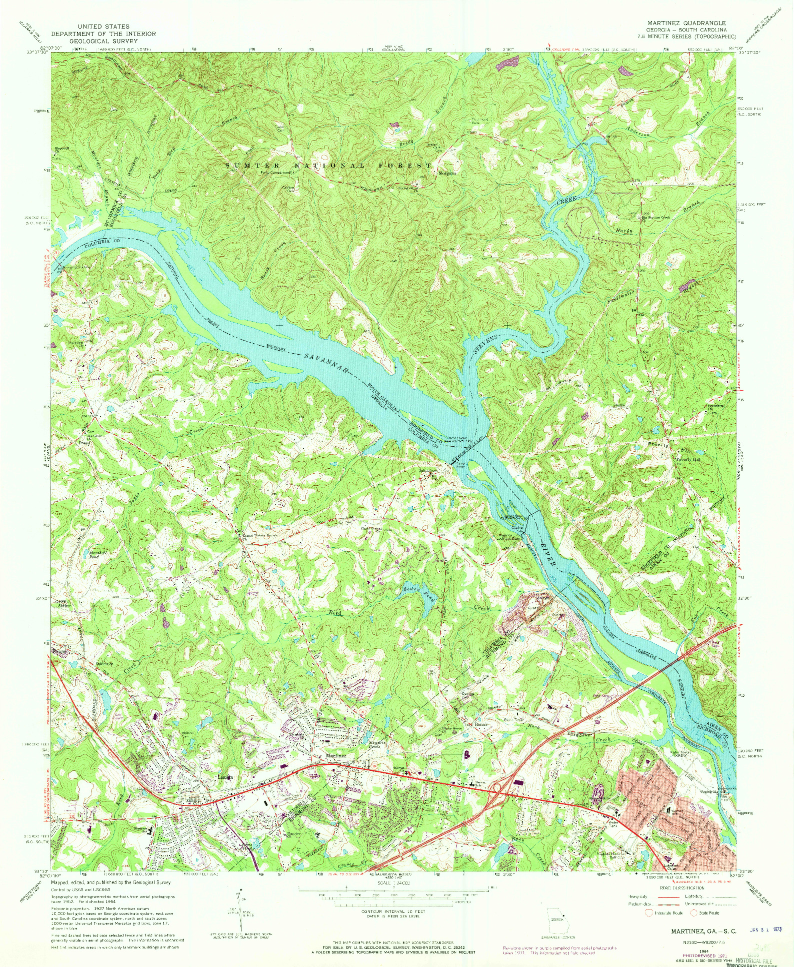 USGS 1:24000-SCALE QUADRANGLE FOR MARTINEZ, GA 1964