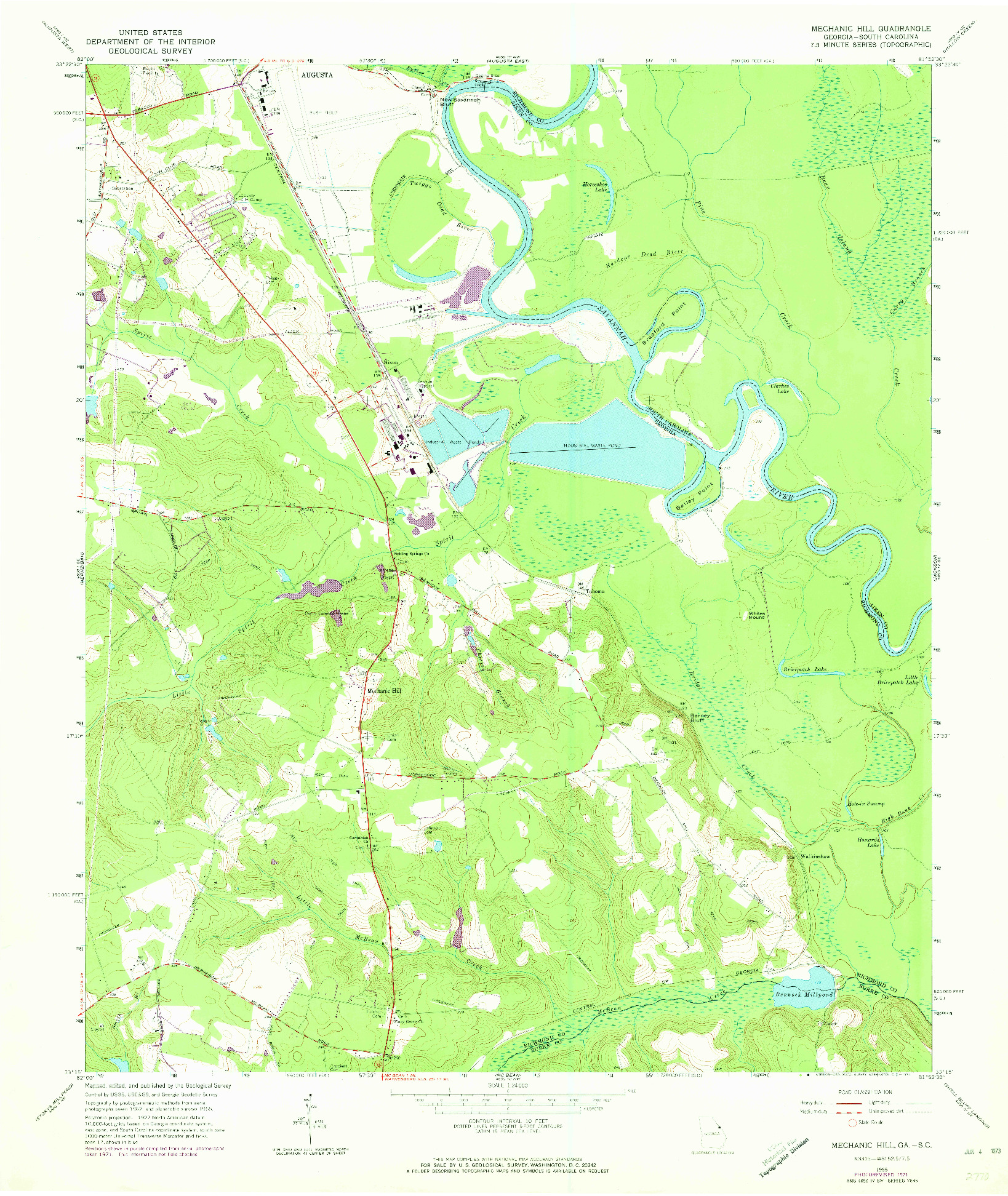 USGS 1:24000-SCALE QUADRANGLE FOR MECHANIC HILL, GA 1965