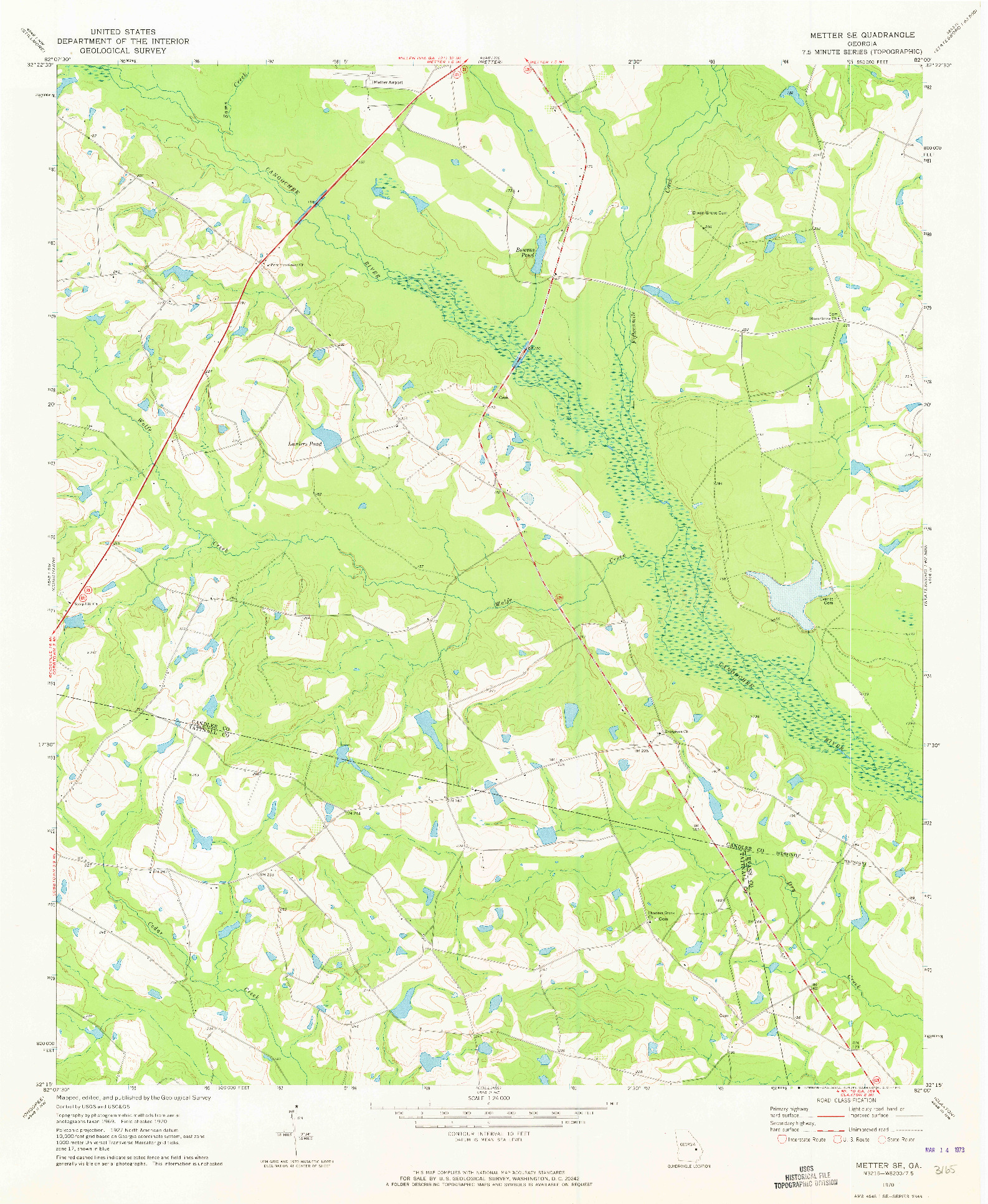 USGS 1:24000-SCALE QUADRANGLE FOR METTER SE, GA 1970