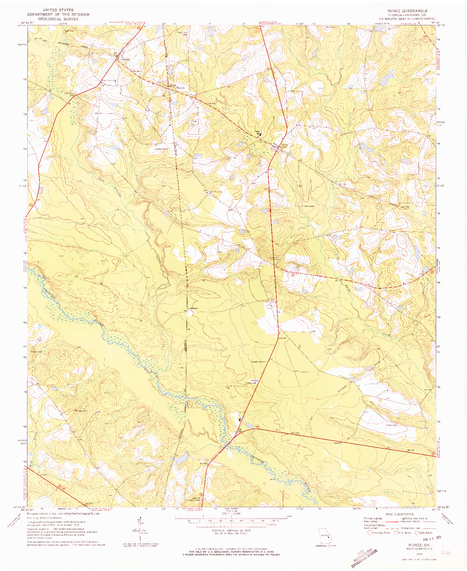 USGS 1:24000-SCALE QUADRANGLE FOR NUNEZ, GA 1970