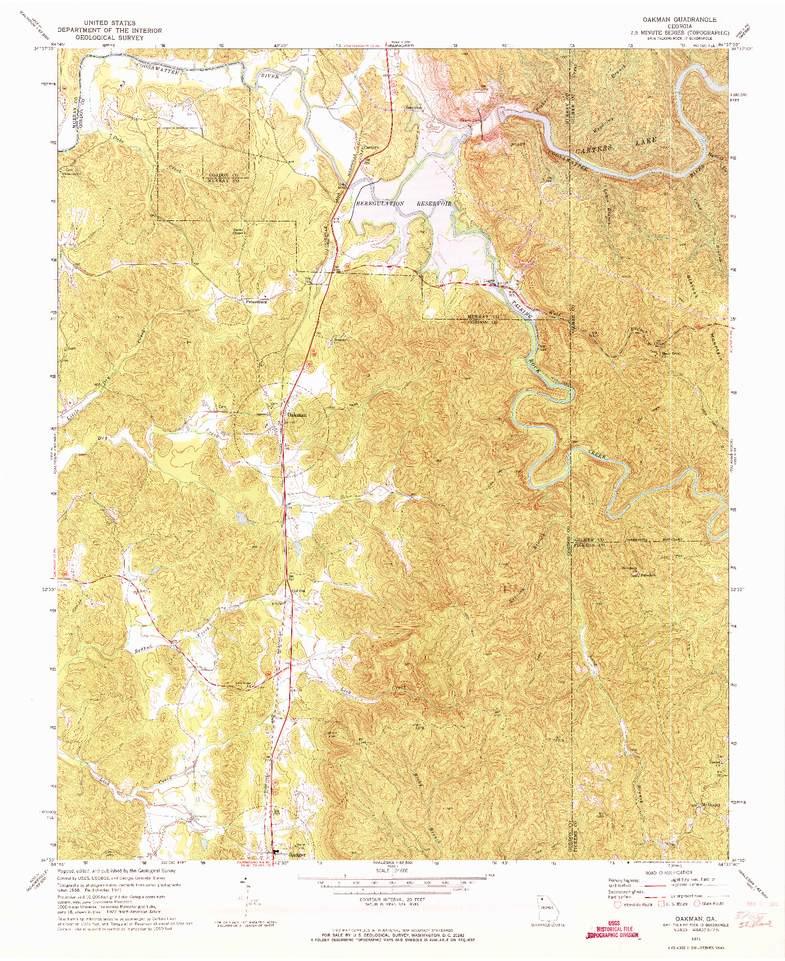USGS 1:24000-SCALE QUADRANGLE FOR OAKMAN, GA 1971