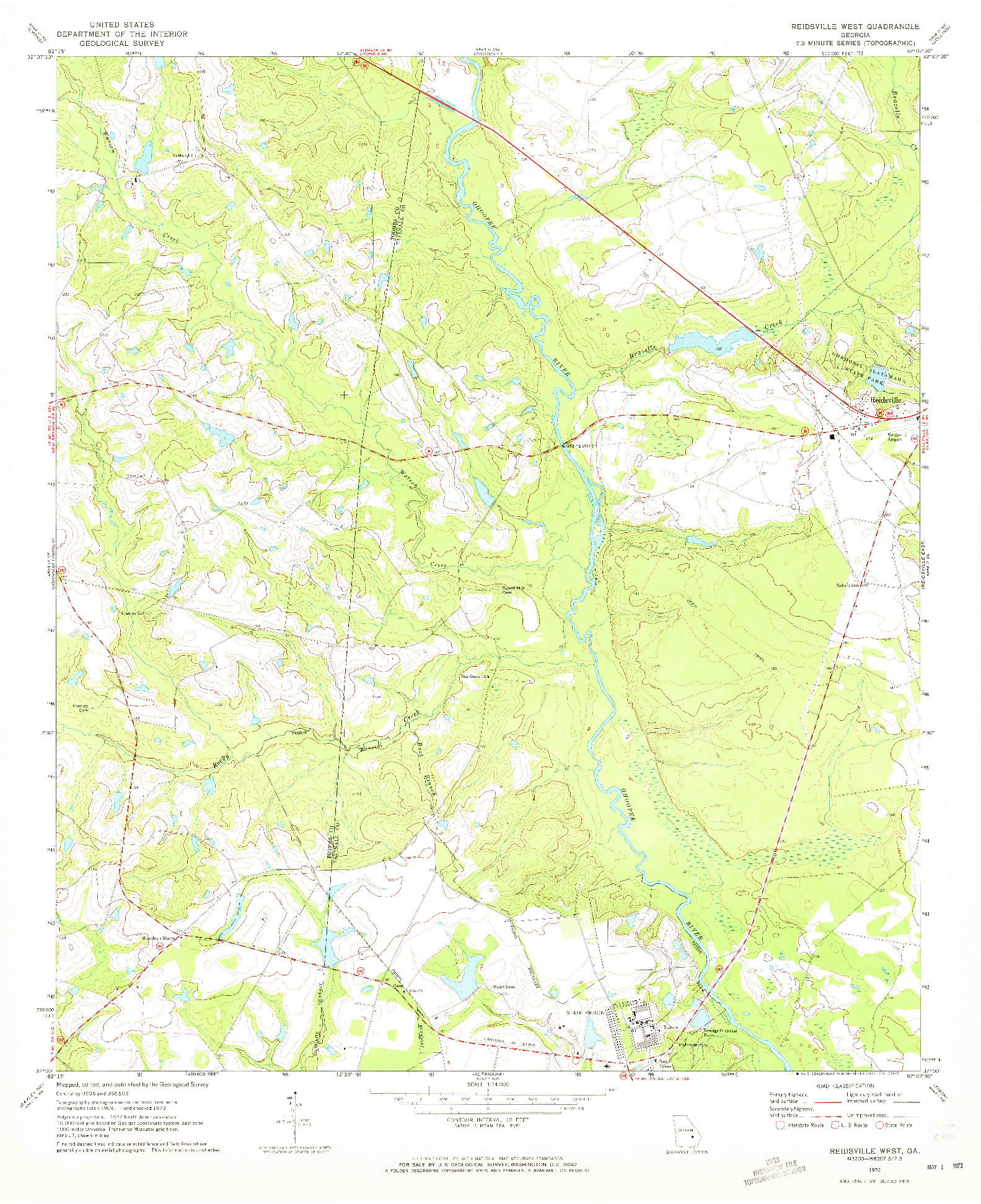 USGS 1:24000-SCALE QUADRANGLE FOR REIDSVILLE WEST, GA 1970