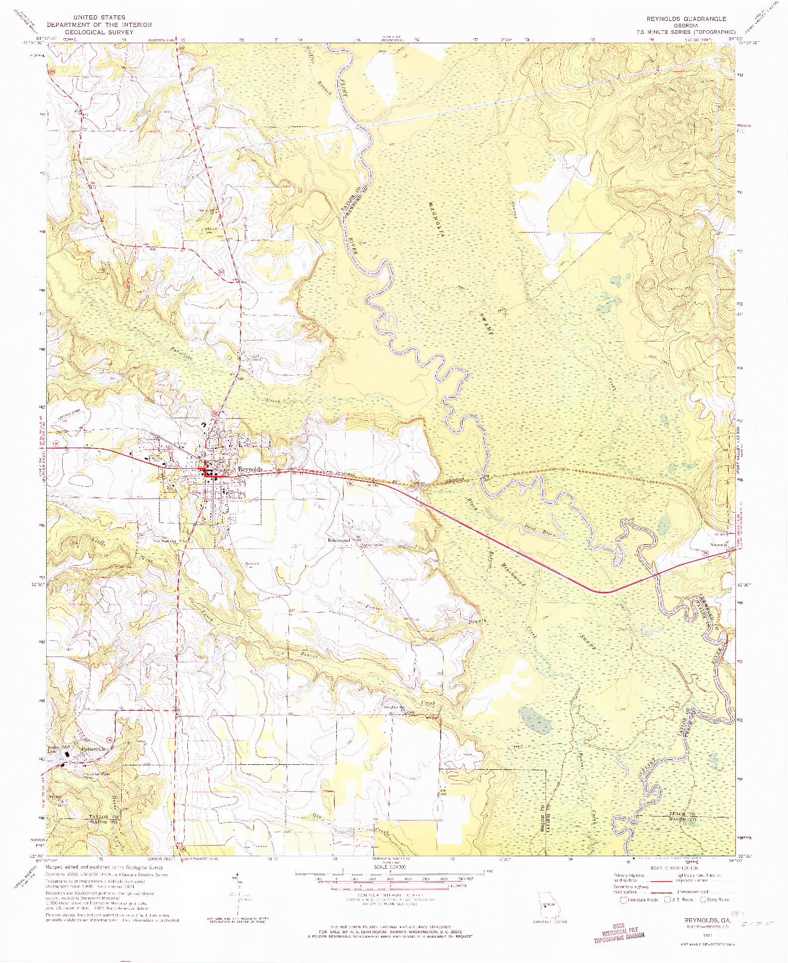 USGS 1:24000-SCALE QUADRANGLE FOR REYNOLDS, GA 1971