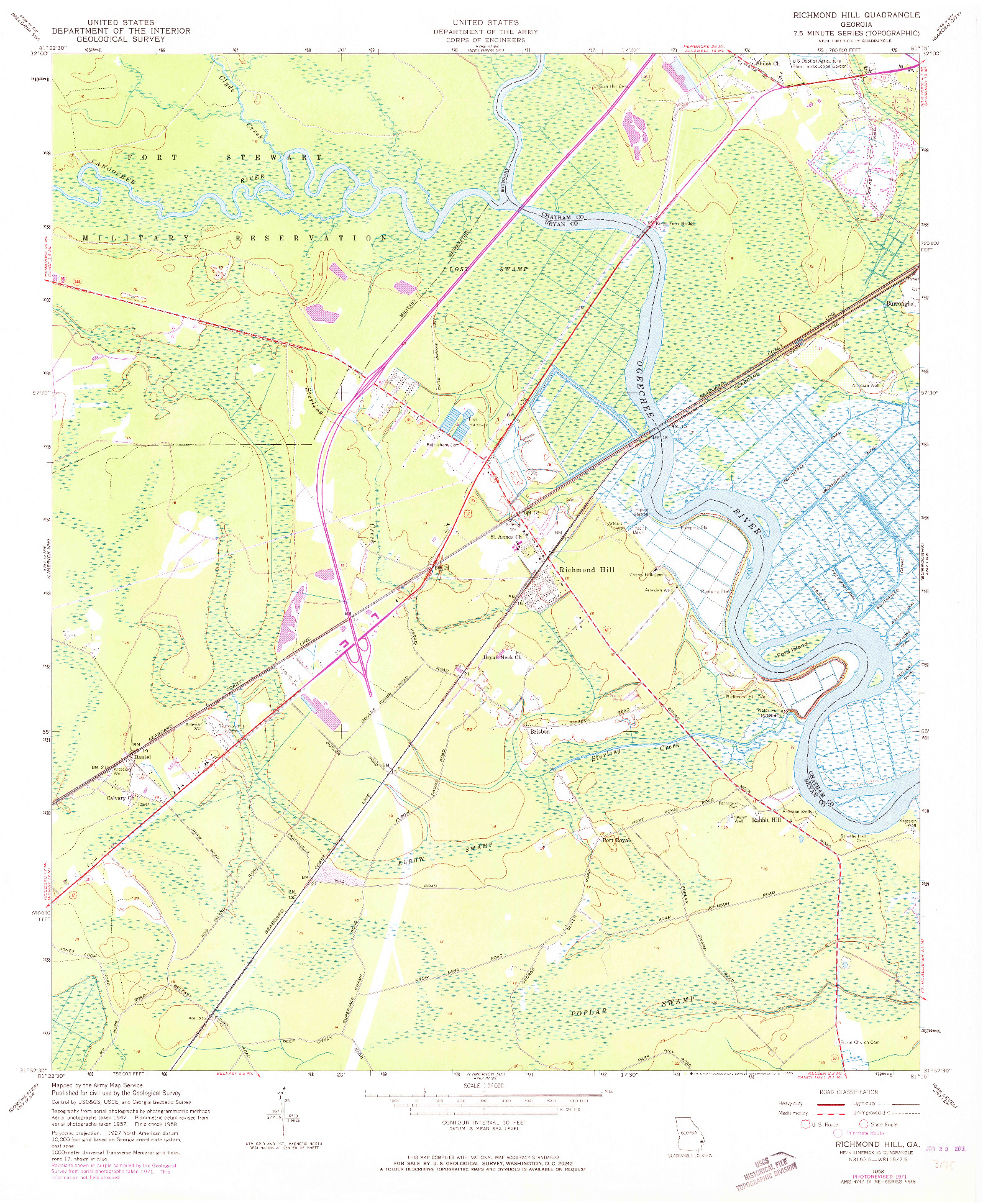 USGS 1:24000-SCALE QUADRANGLE FOR RICHMOND HILL, GA 1958