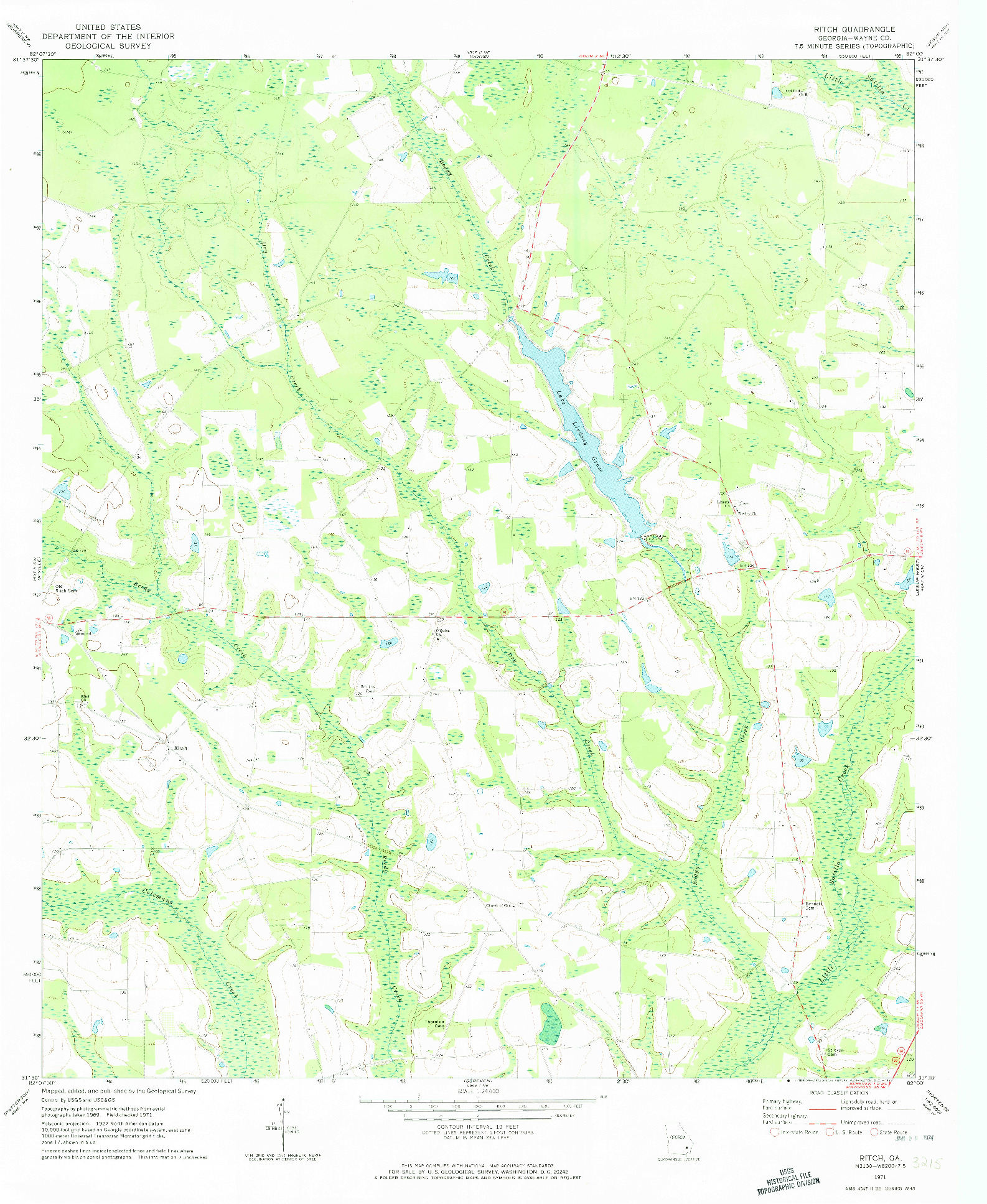 USGS 1:24000-SCALE QUADRANGLE FOR RITCH, GA 1971