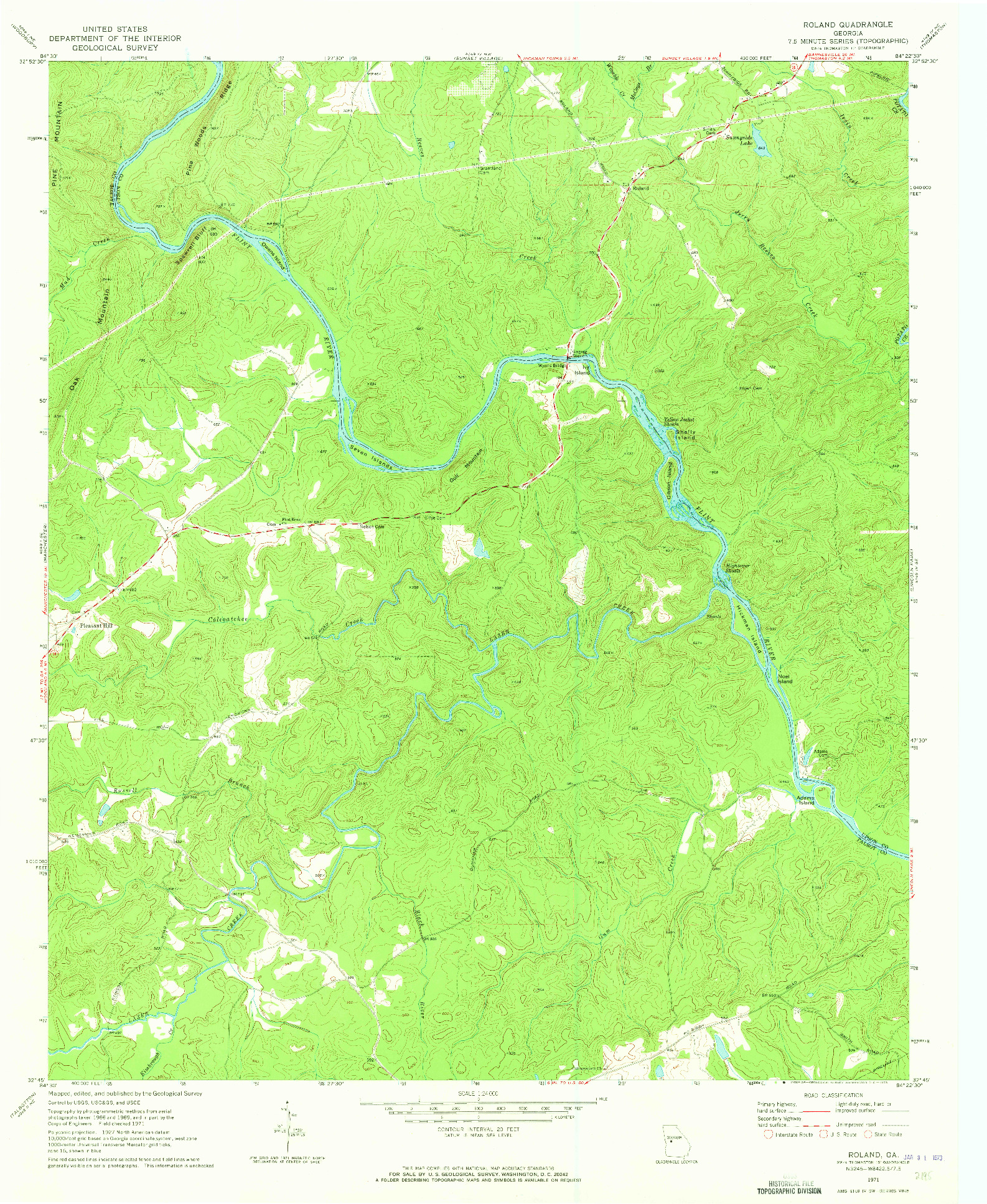 USGS 1:24000-SCALE QUADRANGLE FOR ROLAND, GA 1971