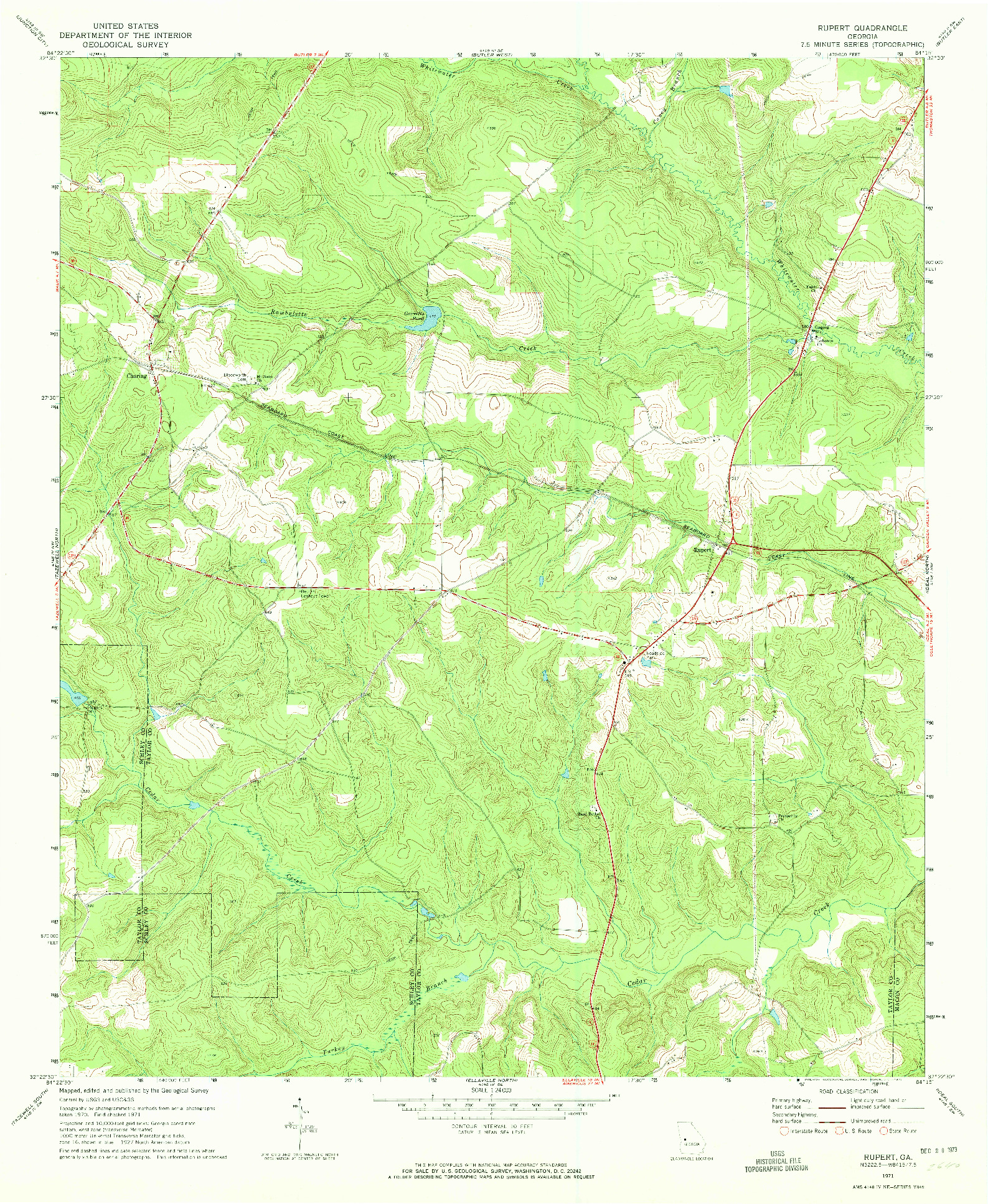 USGS 1:24000-SCALE QUADRANGLE FOR RUPERT, GA 1971