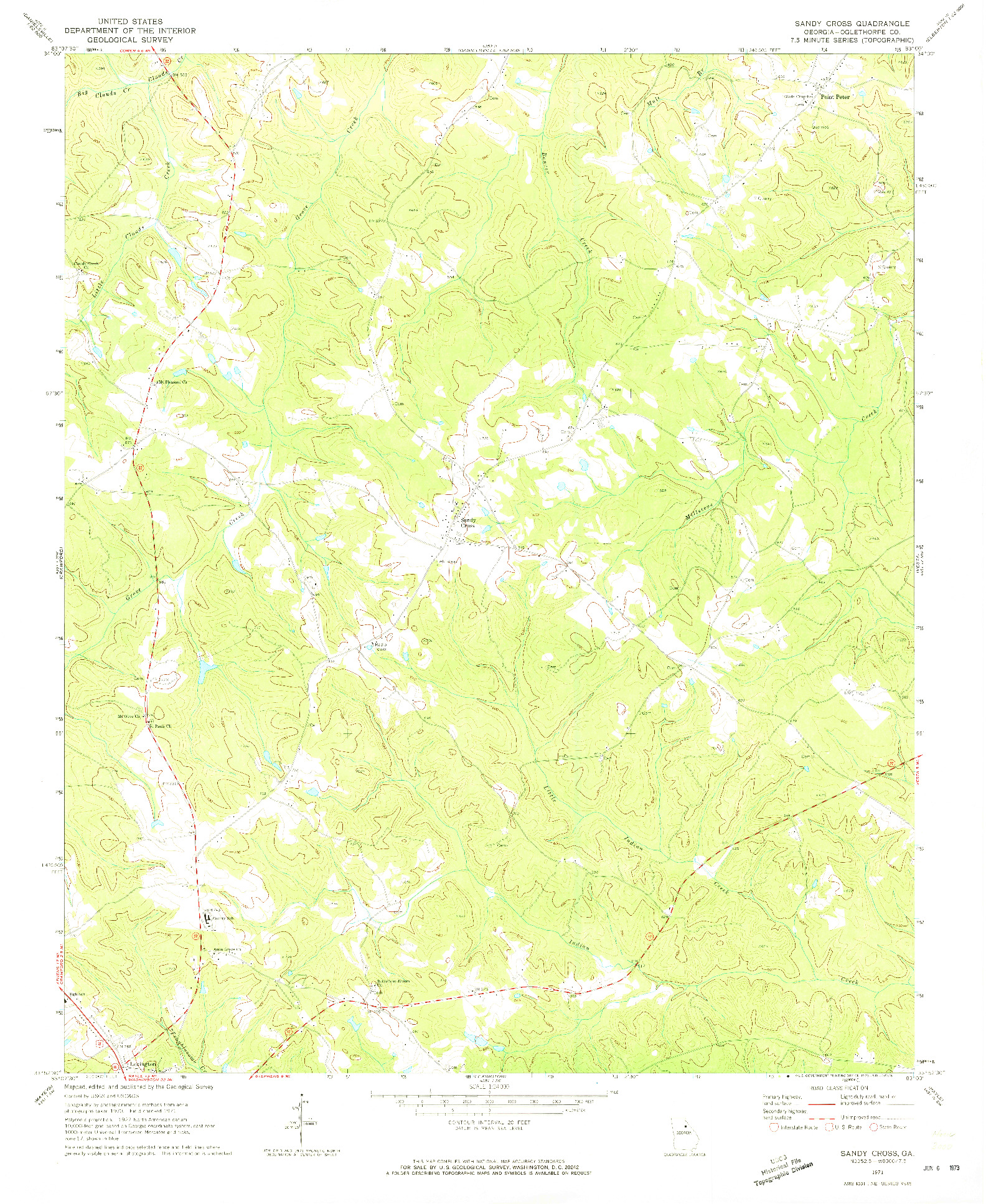 USGS 1:24000-SCALE QUADRANGLE FOR SANDY CROSS, GA 1971