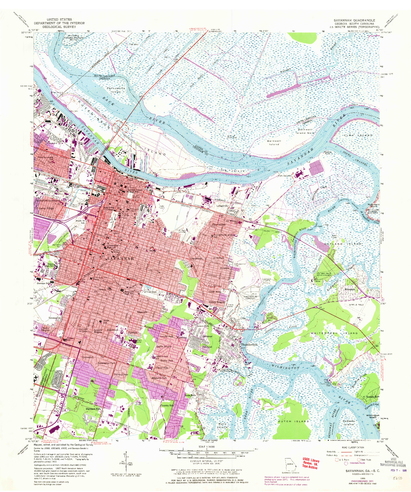 USGS 1:24000-SCALE QUADRANGLE FOR SAVANNAH, GA 1955