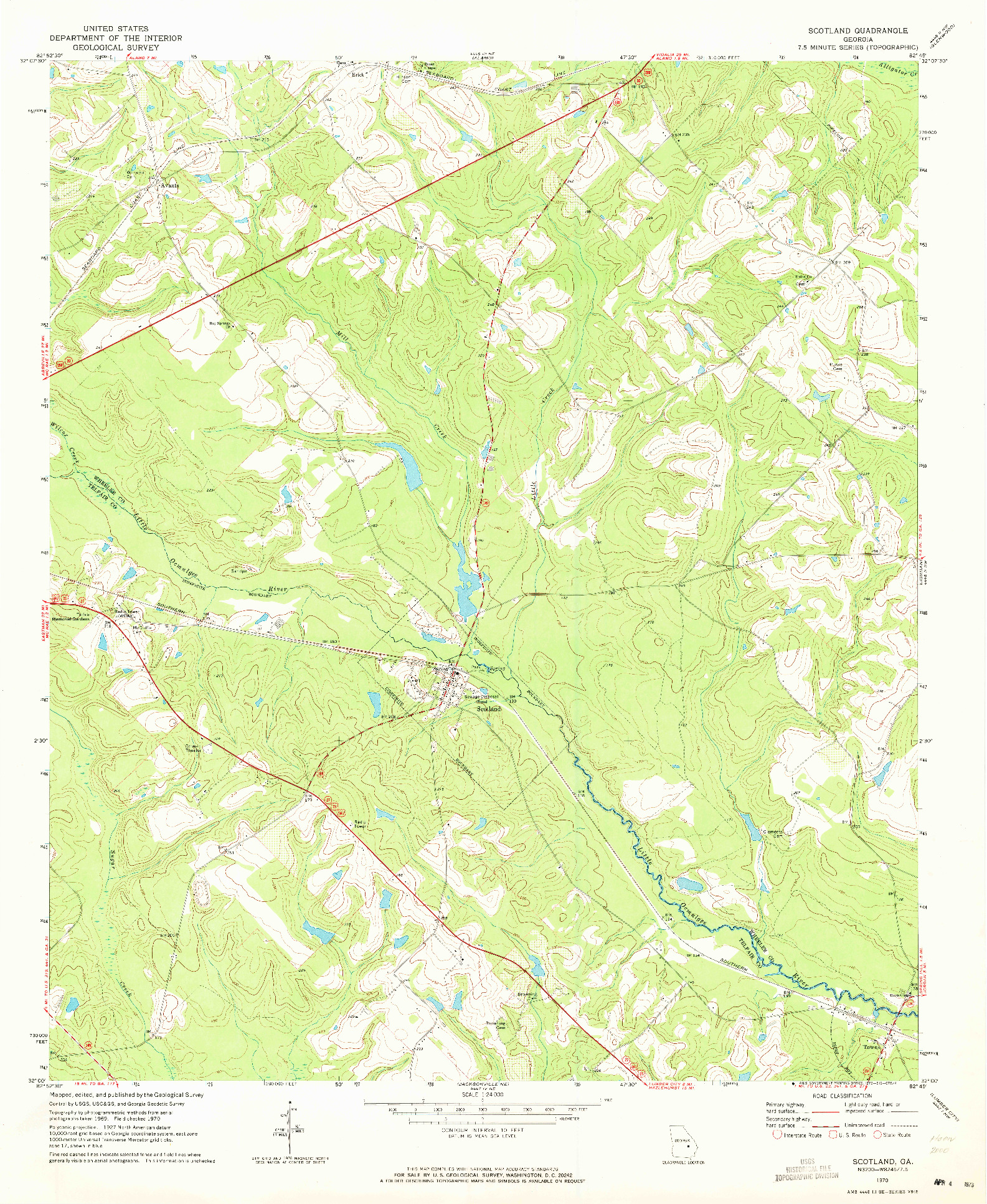 USGS 1:24000-SCALE QUADRANGLE FOR SCOTLAND, GA 1970