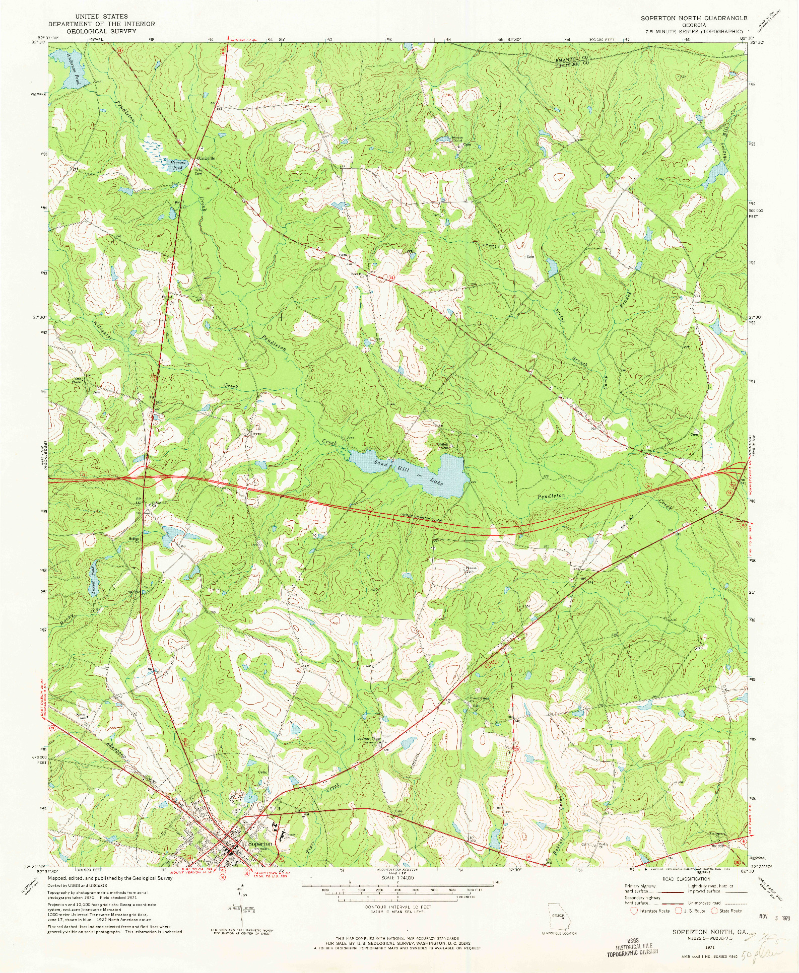 USGS 1:24000-SCALE QUADRANGLE FOR SOPERTON NORTH, GA 1971